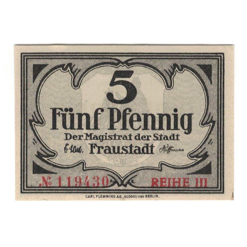 Banknote, Germany, Fraustadt Stadt, 5 Pfennig, valeur faciale, AU(55-58)