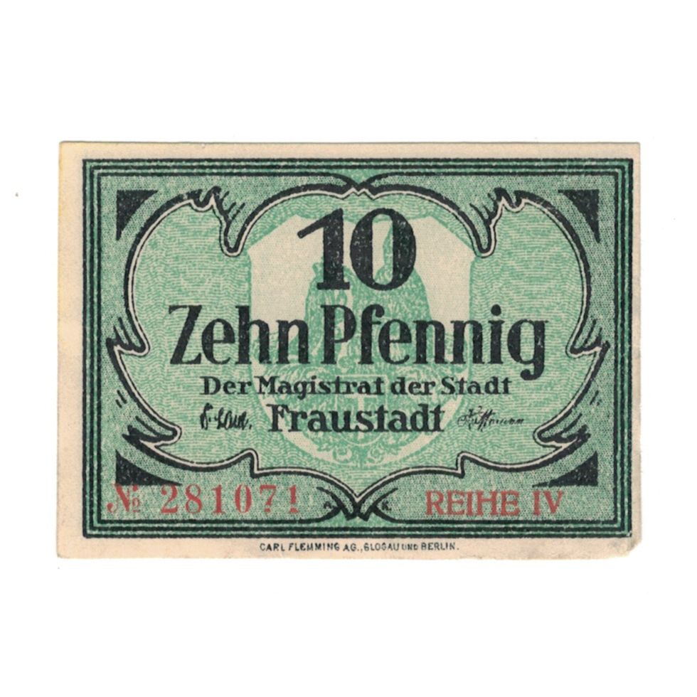Banknote, Germany, Fraustadt Stadt, 10 Pfennig, valeur faciale, 1917, AU(55-58)