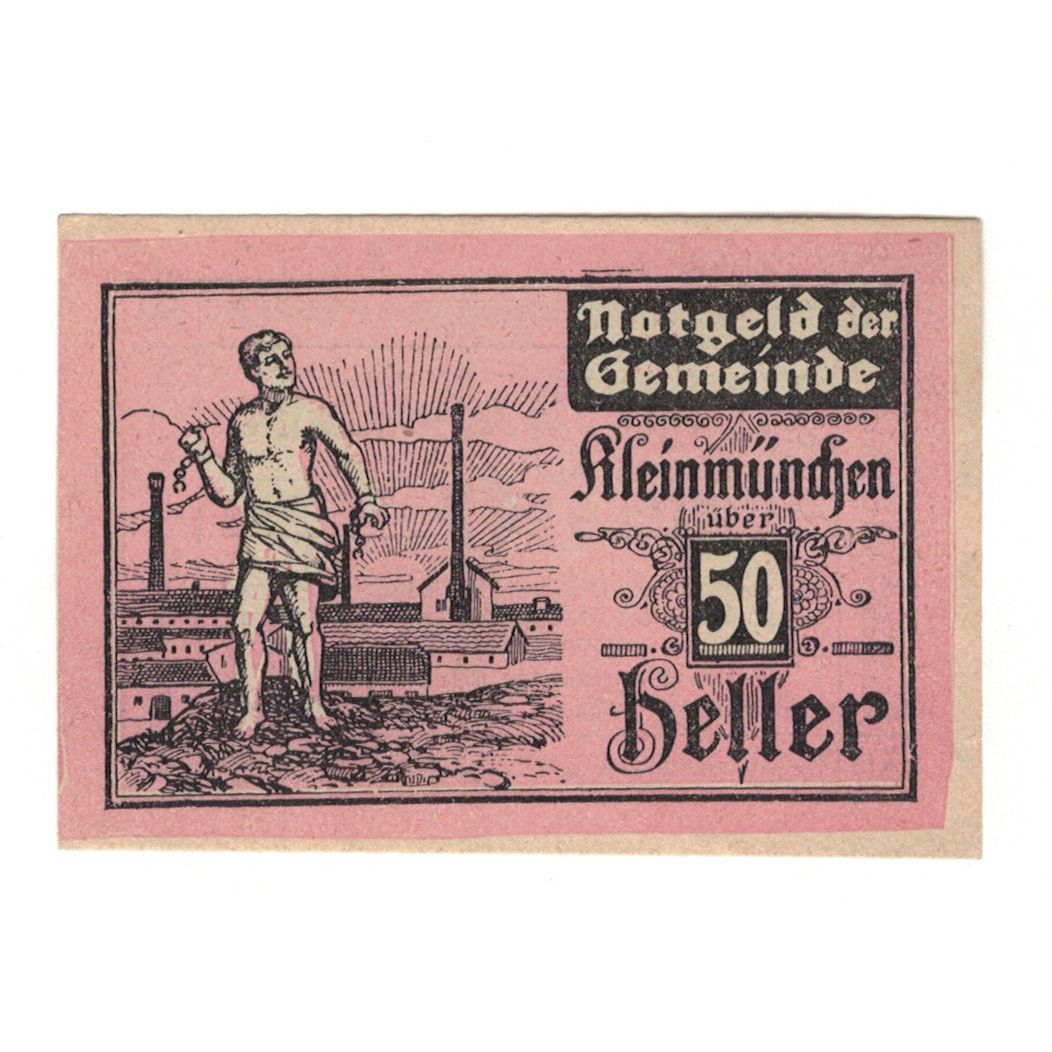Banknote, Austria, Kleinmünchen O.Ö. Gemeinde, 50 Heller, personnage, 1920