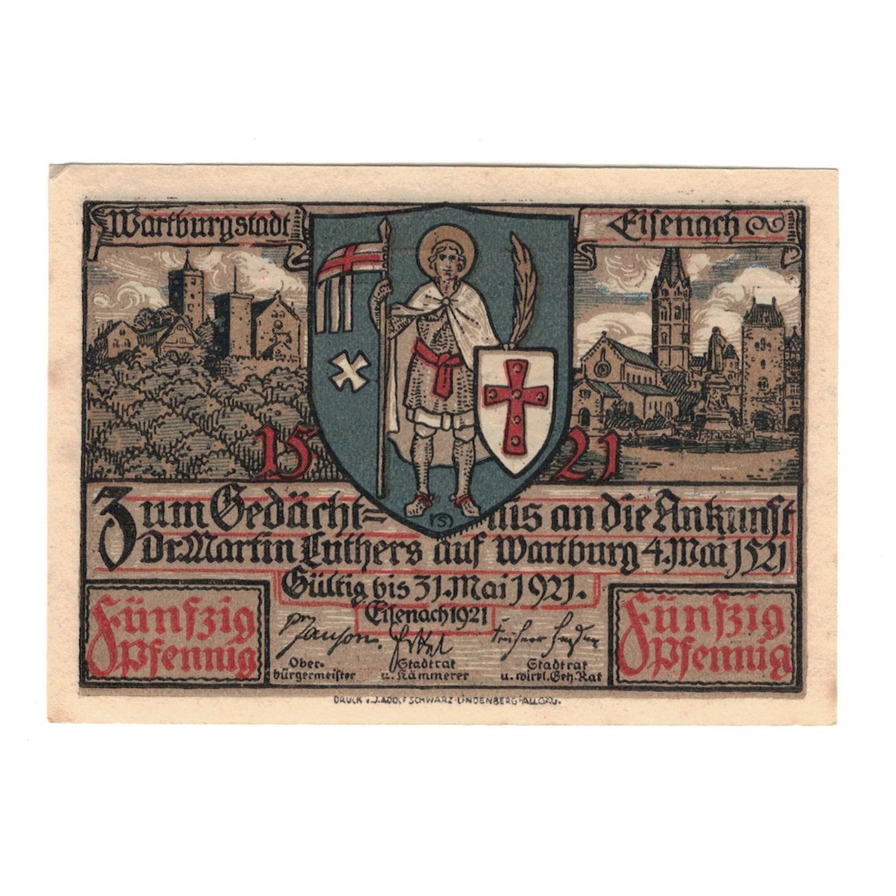 Banknote, Germany, Eisenach Stadt, 50 Pfennig, village, 1921, 1921-05-31