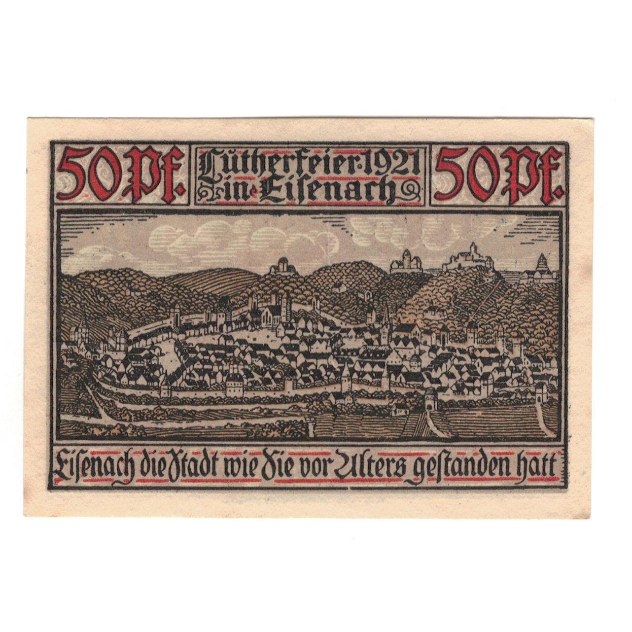 Banknote, Germany, Eisenach Stadt, 50 Pfennig, village, 1921, 1921-05-31