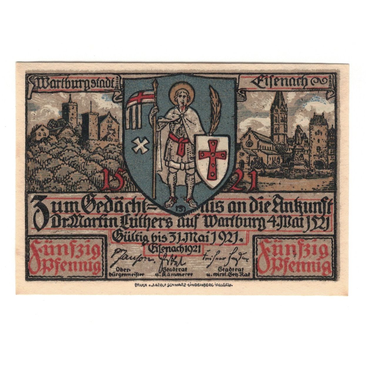Banknote, Germany, Eisenach Stadt, 50 Pfennig, chevalier, 1921, 1921-05-31