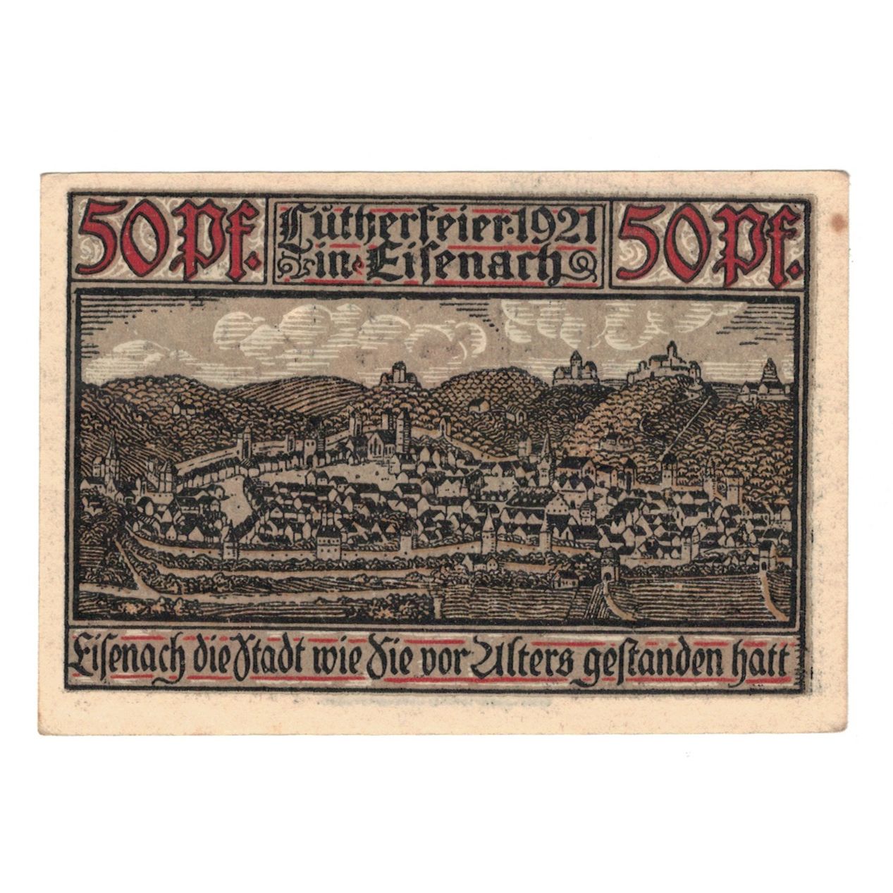 Nota, Alemanha, Eisenach Stadt, 50 Pfennig, personnage, 1921, 1921-05-31