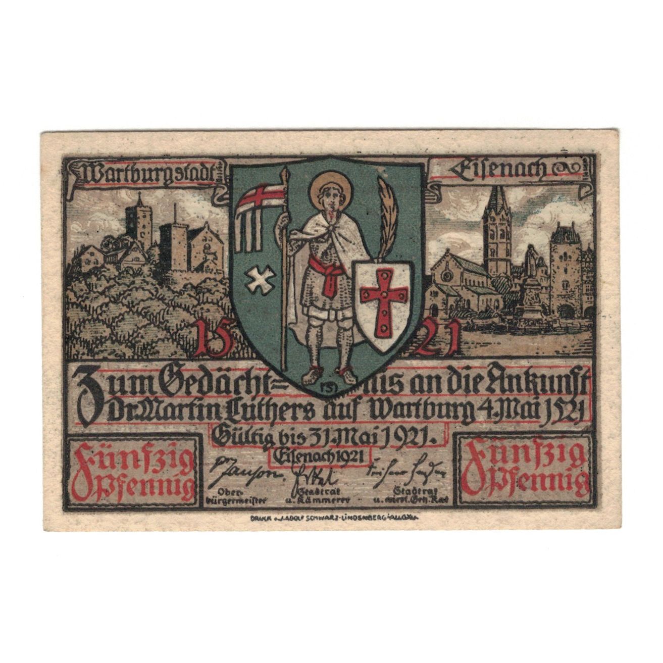 Banknote, Germany, Eisenach Stadt, 50 Pfennig, Batiment, 1921, 1921-05-31