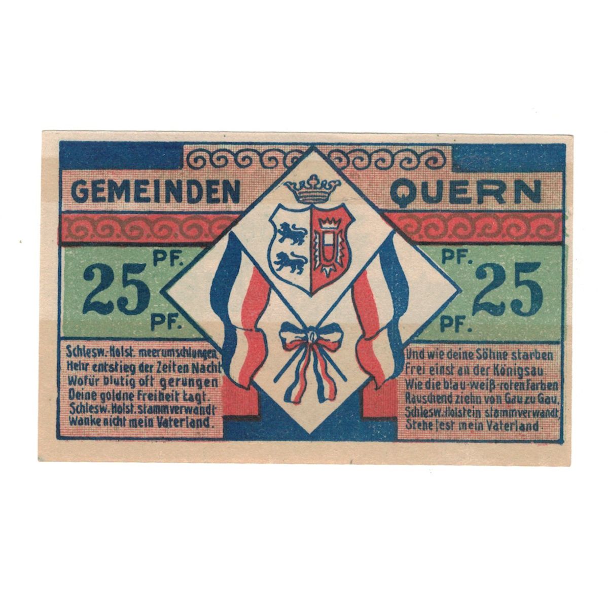 Banknote, Germany, Quern Gemeinde, 25 Pfennig, Eglise, 1921, 1921-09-30