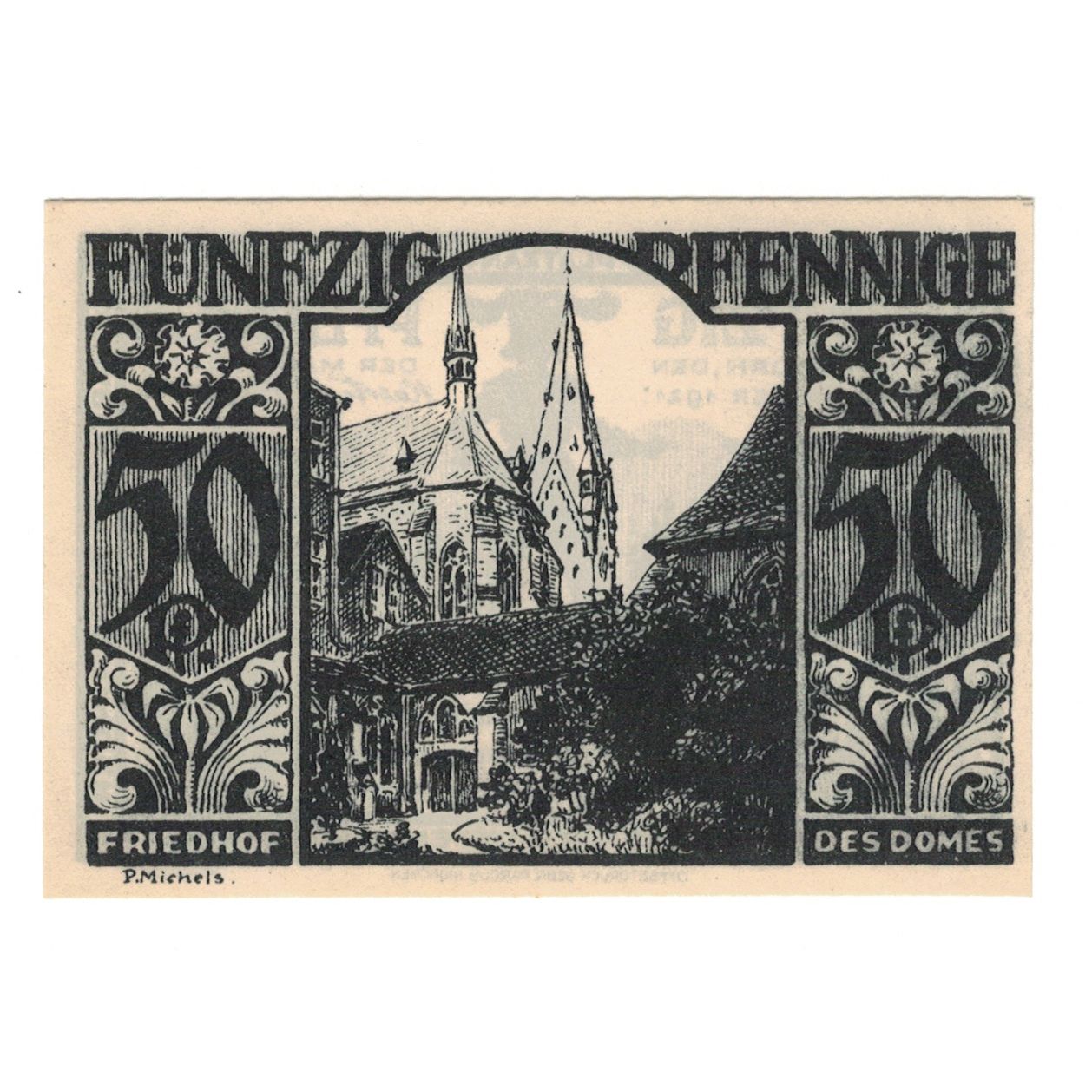 Billete, Alemania, Paderborn Evangelische Kirchenkasse, 50 Pfennig, Eglise 1