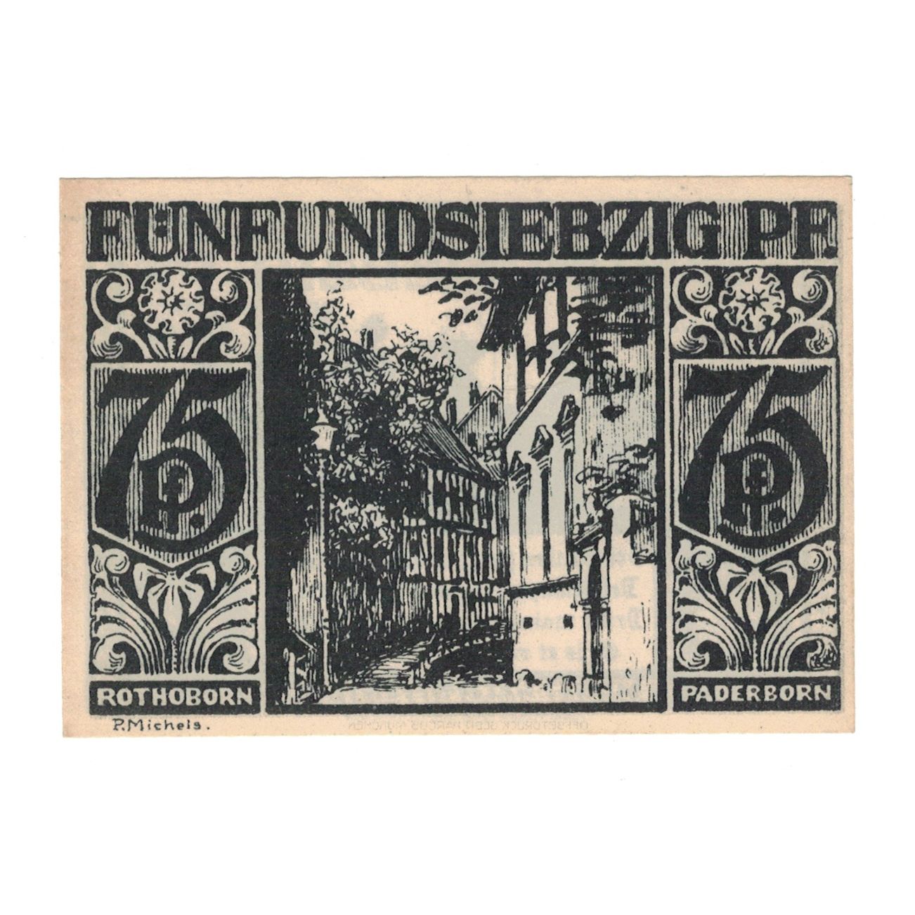 Biljet, Duitsland, Paderborn Evangelische Kirchenkasse, 75 Pfennig, Eglise