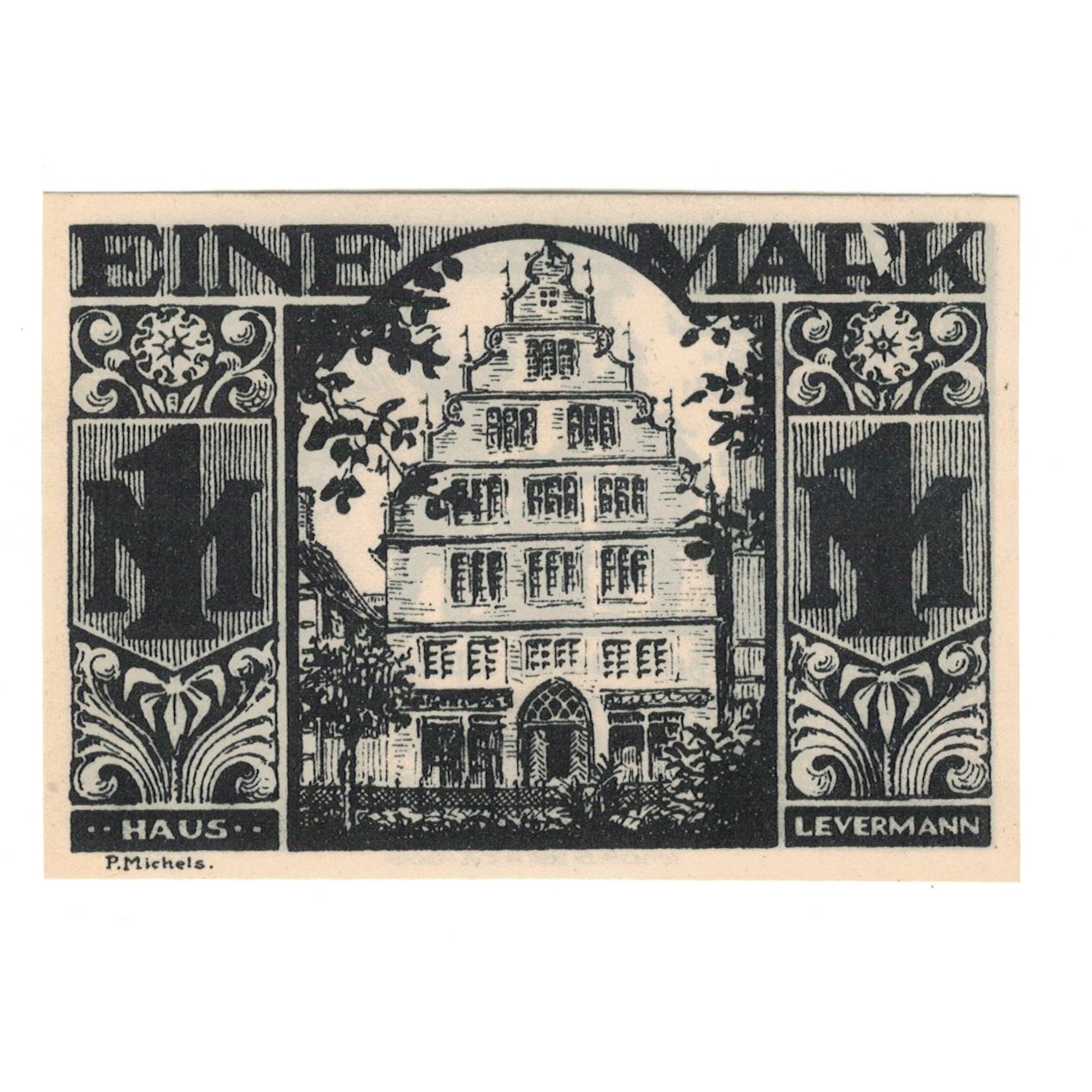 Nota, Alemanha, Paderborn Evangelische Kirchenkasse, 1 Mark, Batiment, 1921