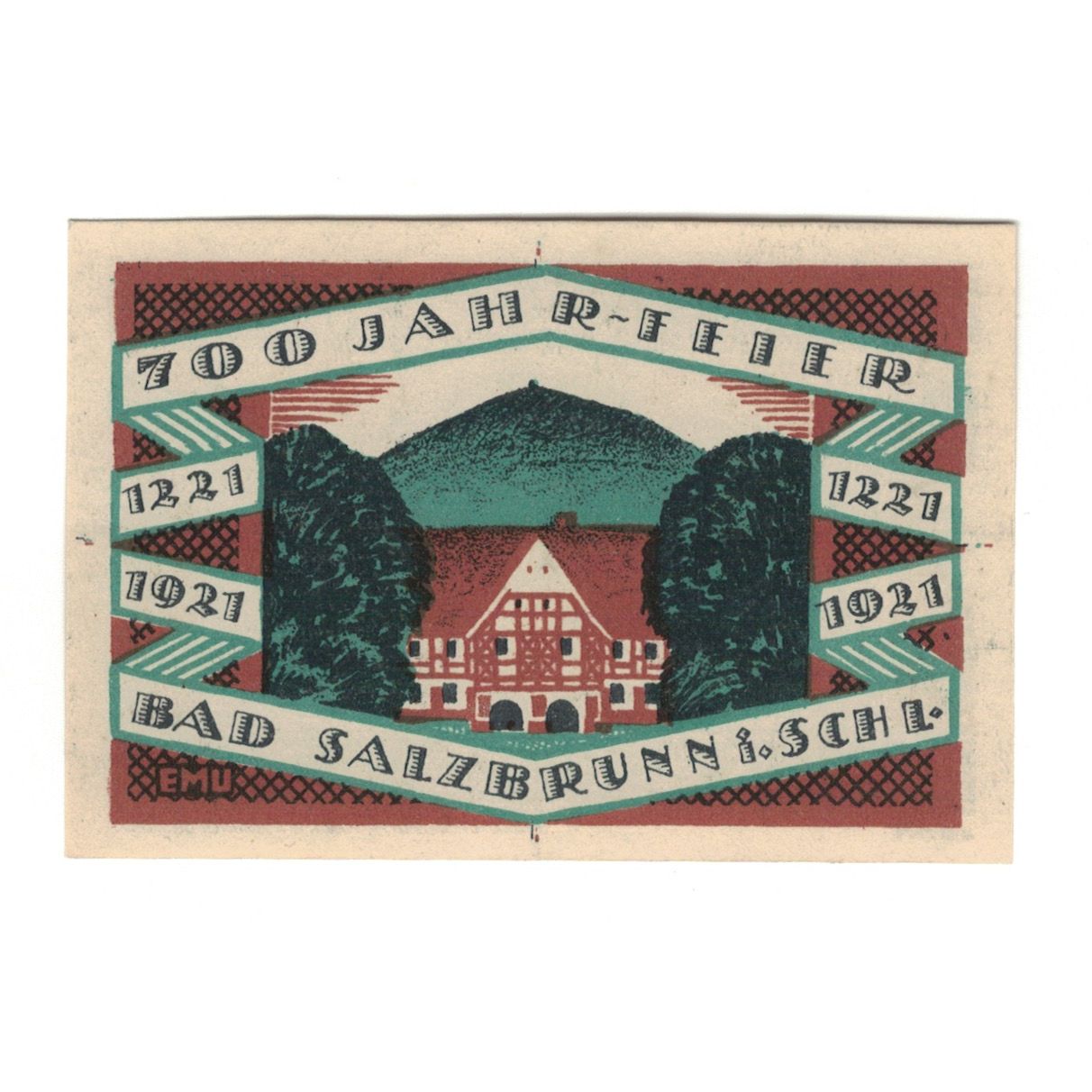 Billete, Alemania, Ober-Salzbrunn Gemeinde, 50 Pfennig, Maison, 1921, UNC