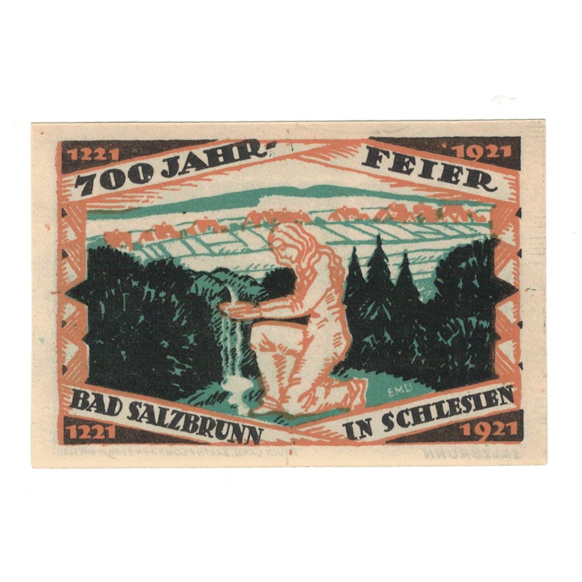 Billete, Alemania, Ober-Salzbrunn Gemeinde, 50 Pfennig, personnage, 1921, UNC