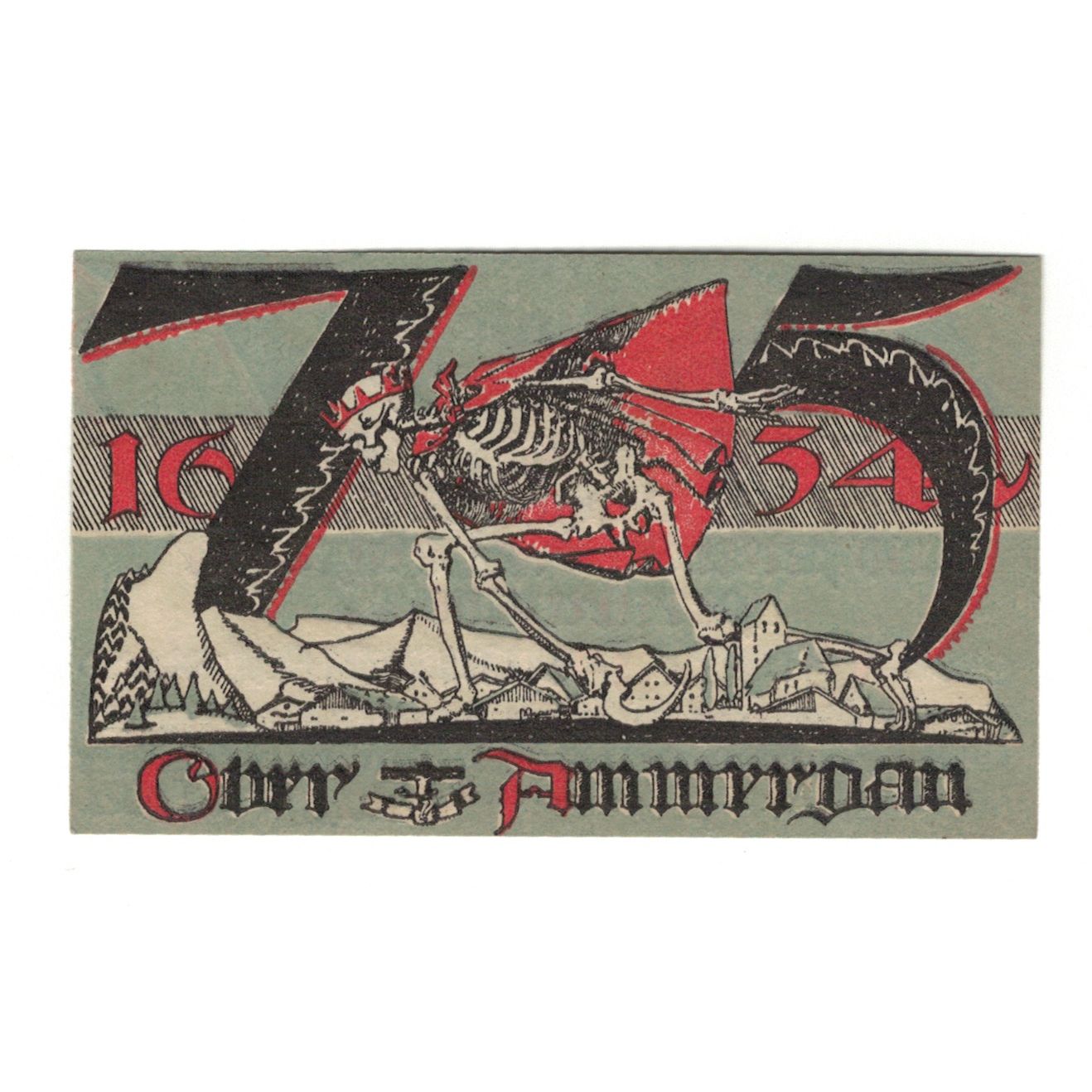 Nota, Alemanha, Oberammergau Gemeinde, 75 Pfennig, valeur faciale, 1921