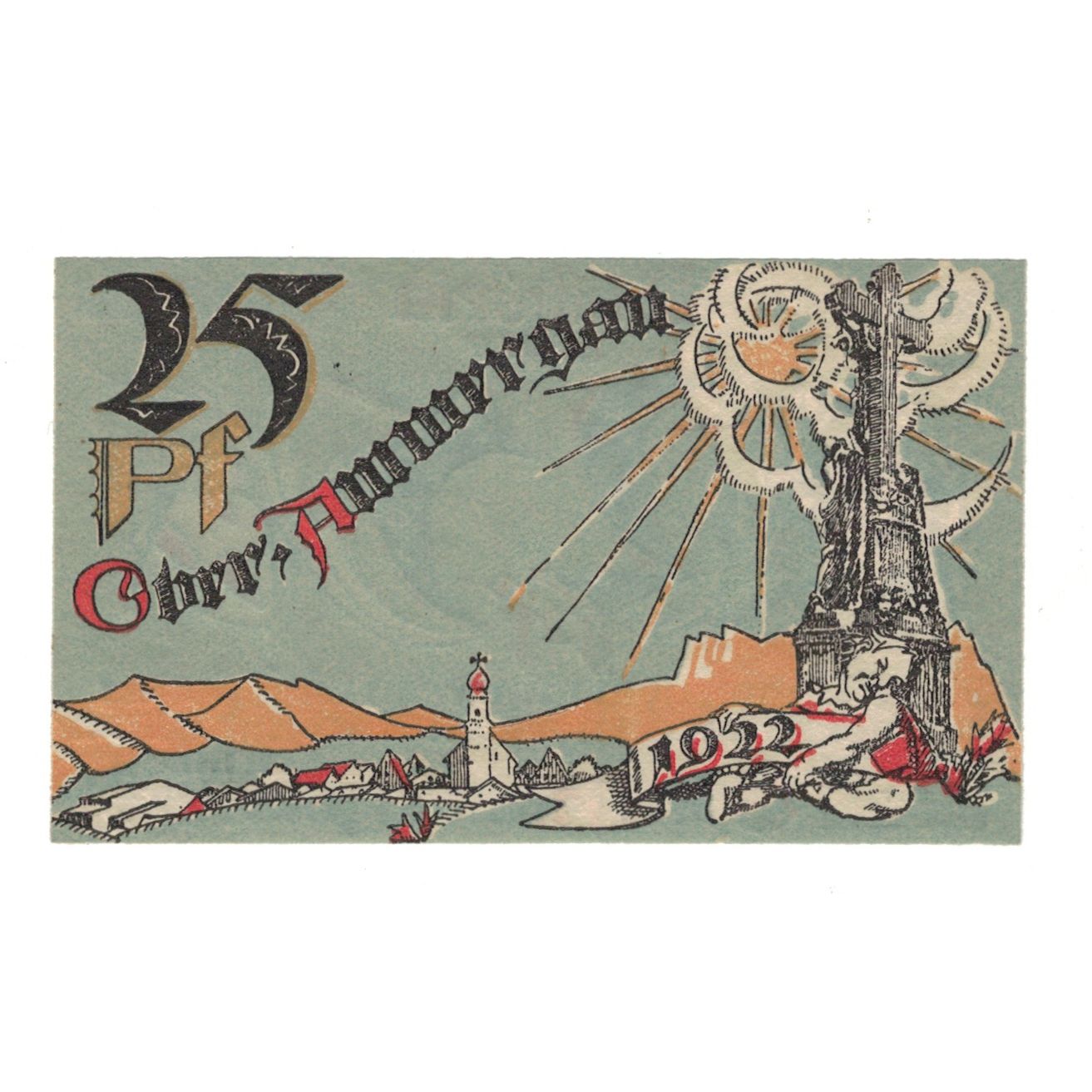 Banknote, Germany, Oberammergau Gemeinde, 25 Pfennig, valeur faciale, 1921
