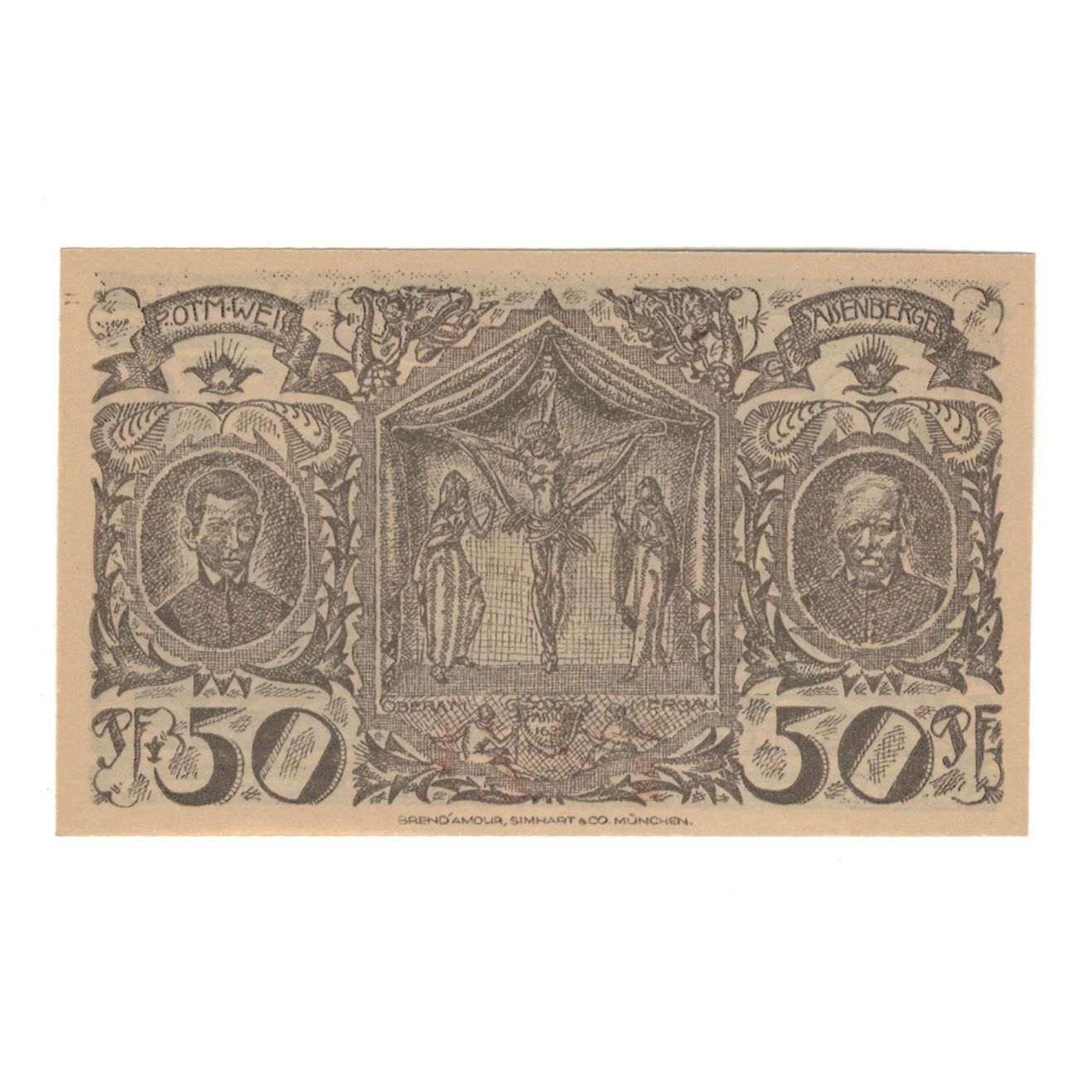Biljet, Duitsland, Oberammergau Gemeinde, 50 Pfennig, valeur faciale, 1921