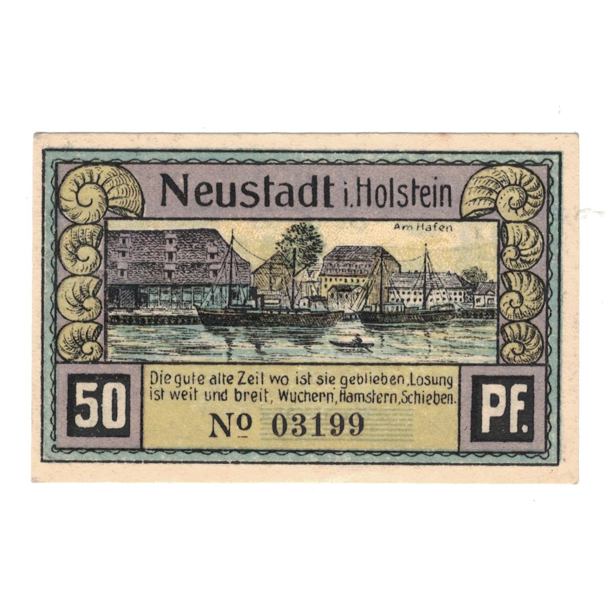 Banknote, Germany, Neustadt i. Holstein Stadt, 50 Pfennig, paysage, 1921