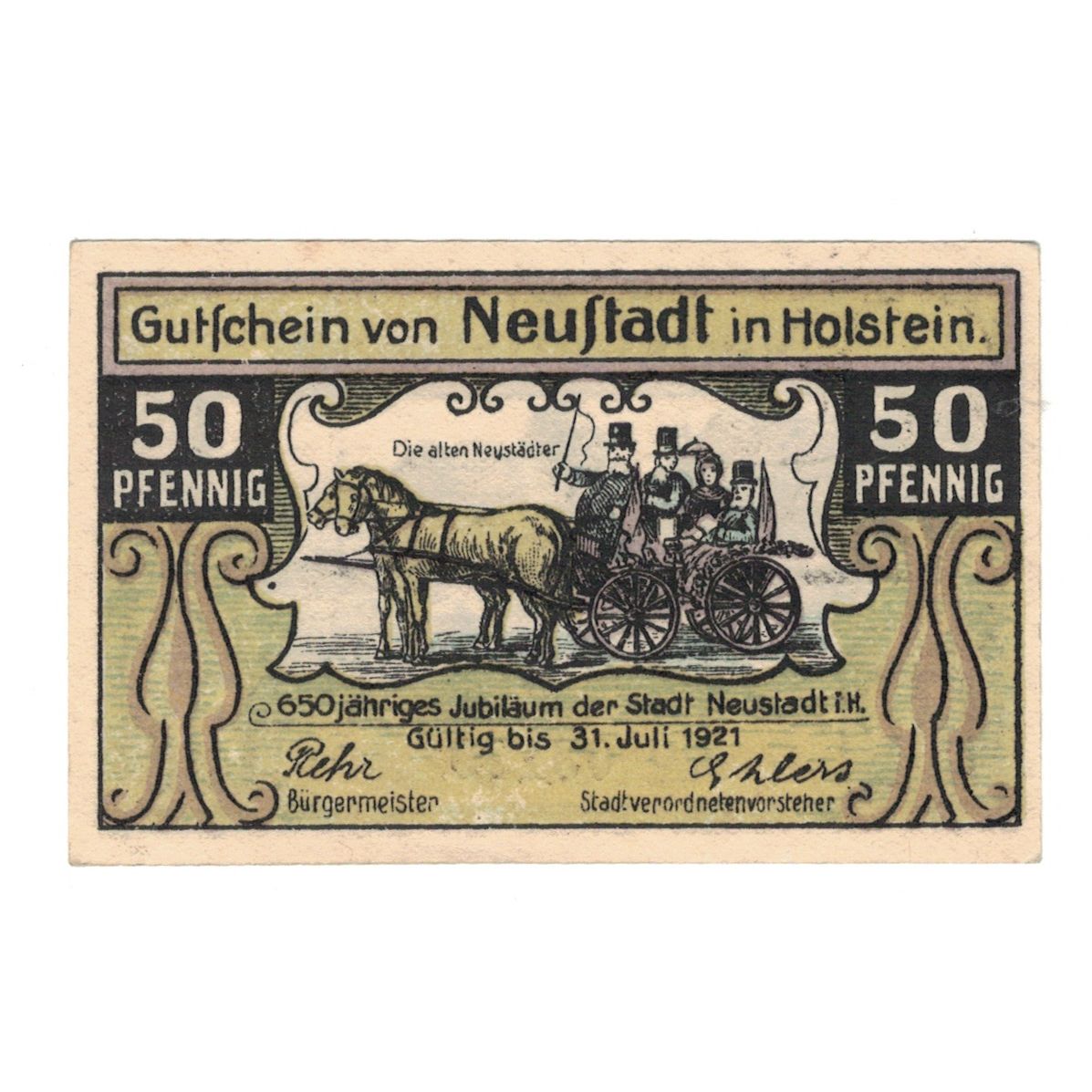 Banknote, Germany, Neustadt i. Holstein Stadt, 50 Pfennig, paysage, 1921