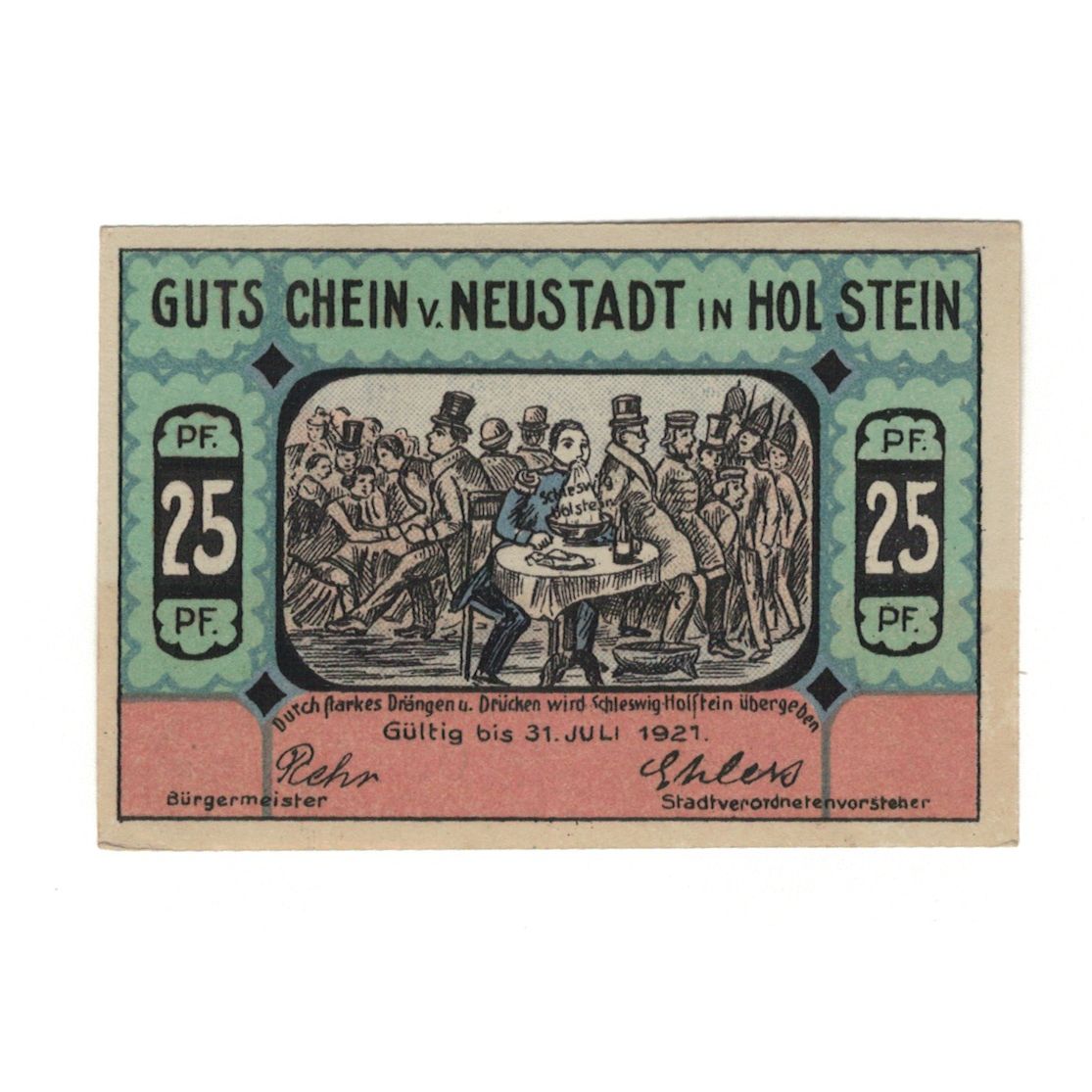 Banknote, Germany, Neustadt i. Holstein Stadt, 25 Pfennig, personnage, 1921