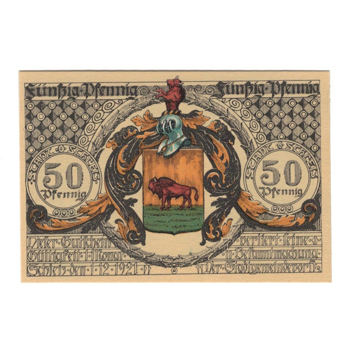 Banknote, Germany, Schleiz Stadt, 50 Pfennig, personnage 1, 1921, 1921-12-01