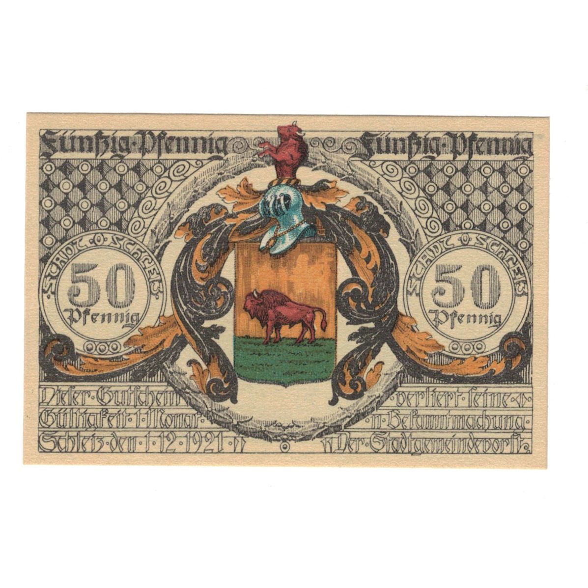 Banknote, Germany, Schleiz Stadt, 50 Pfennig, personnage 3, 1921, 1921-12-01
