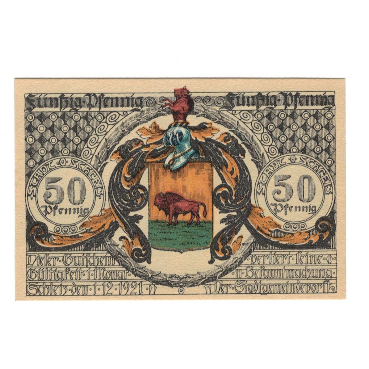 Banknote, Germany, Schleiz Stadt, 50 Pfennig, personnage 4, 1921, 1921-12-01