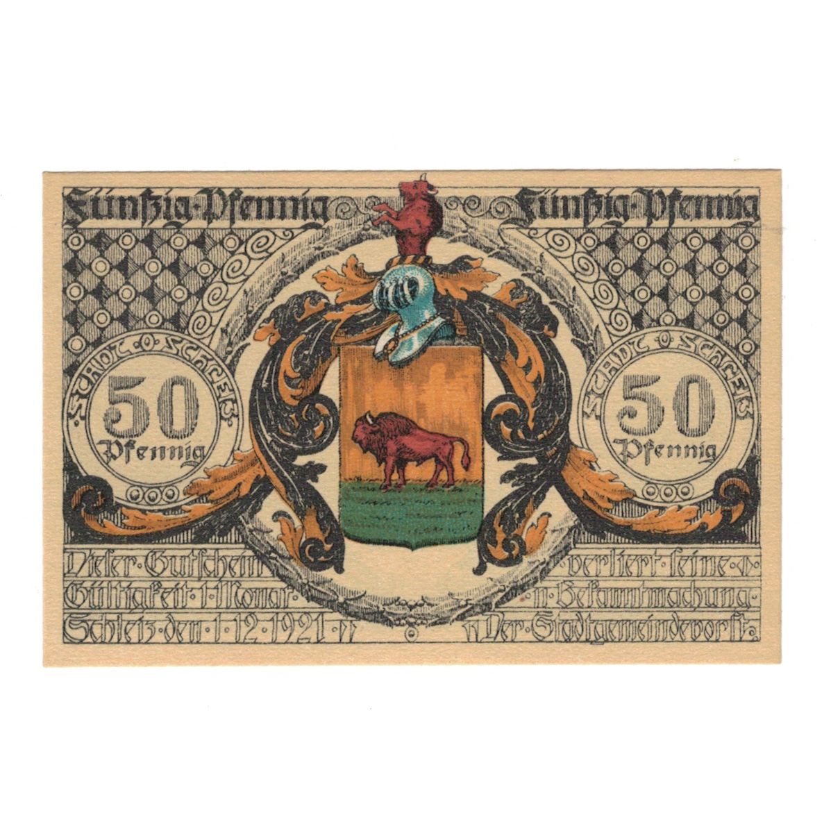 Banknote, Germany, Schleiz Stadt, 50 Pfennig, personnage 6, 1921, 1921-12-01