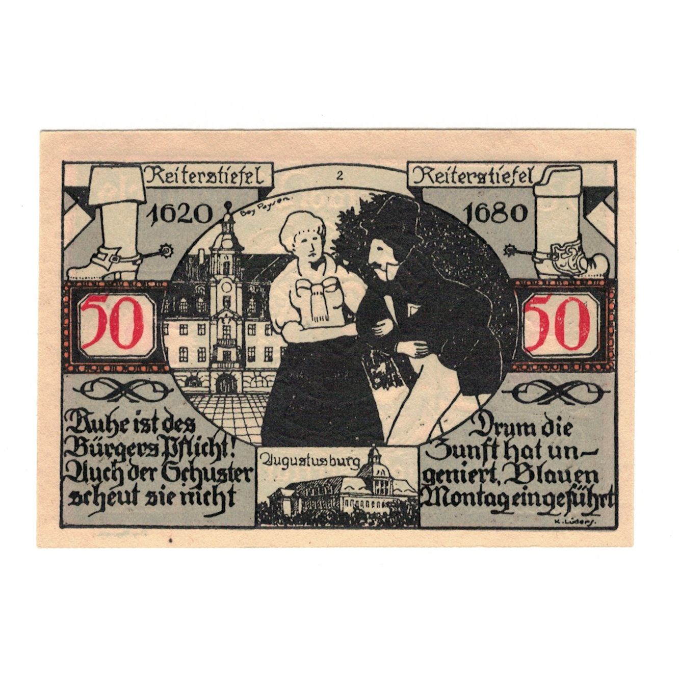 Banknote, Germany, Weissenfels Stadt, 50 Pfennig, personnage, 1921, UNC(65-70)