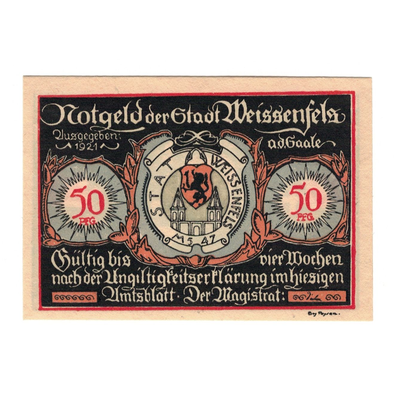 Banknote, Germany, Weissenfels Stadt, 50 Pfennig, personnage, 1921, UNC(65-70)