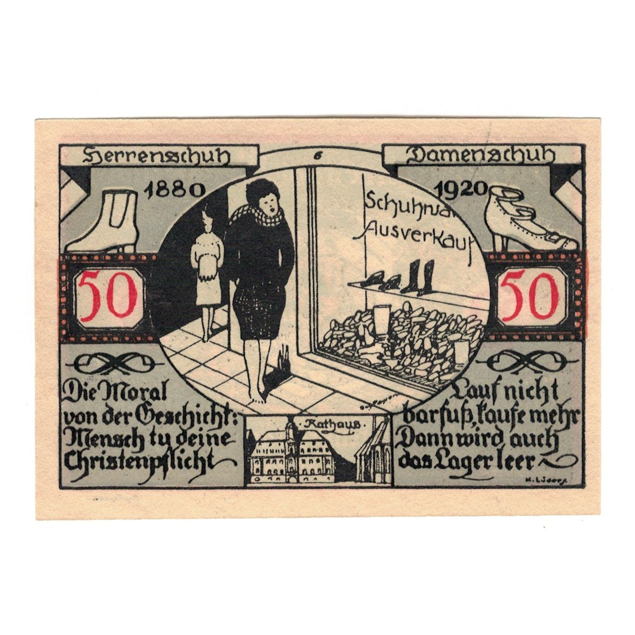 Banknote, Germany, Weissenfels Stadt, 50 Pfennig, personnage 4, 1921