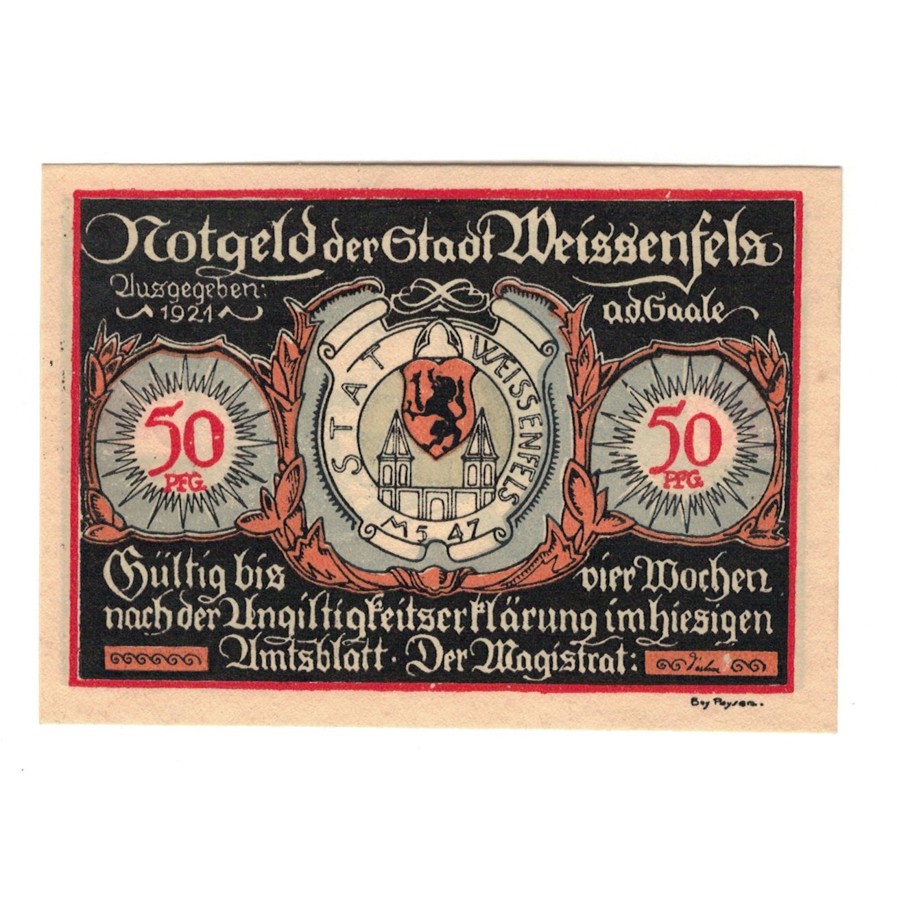 Banknote, Germany, Weissenfels Stadt, 50 Pfennig, personnage 4, 1921
