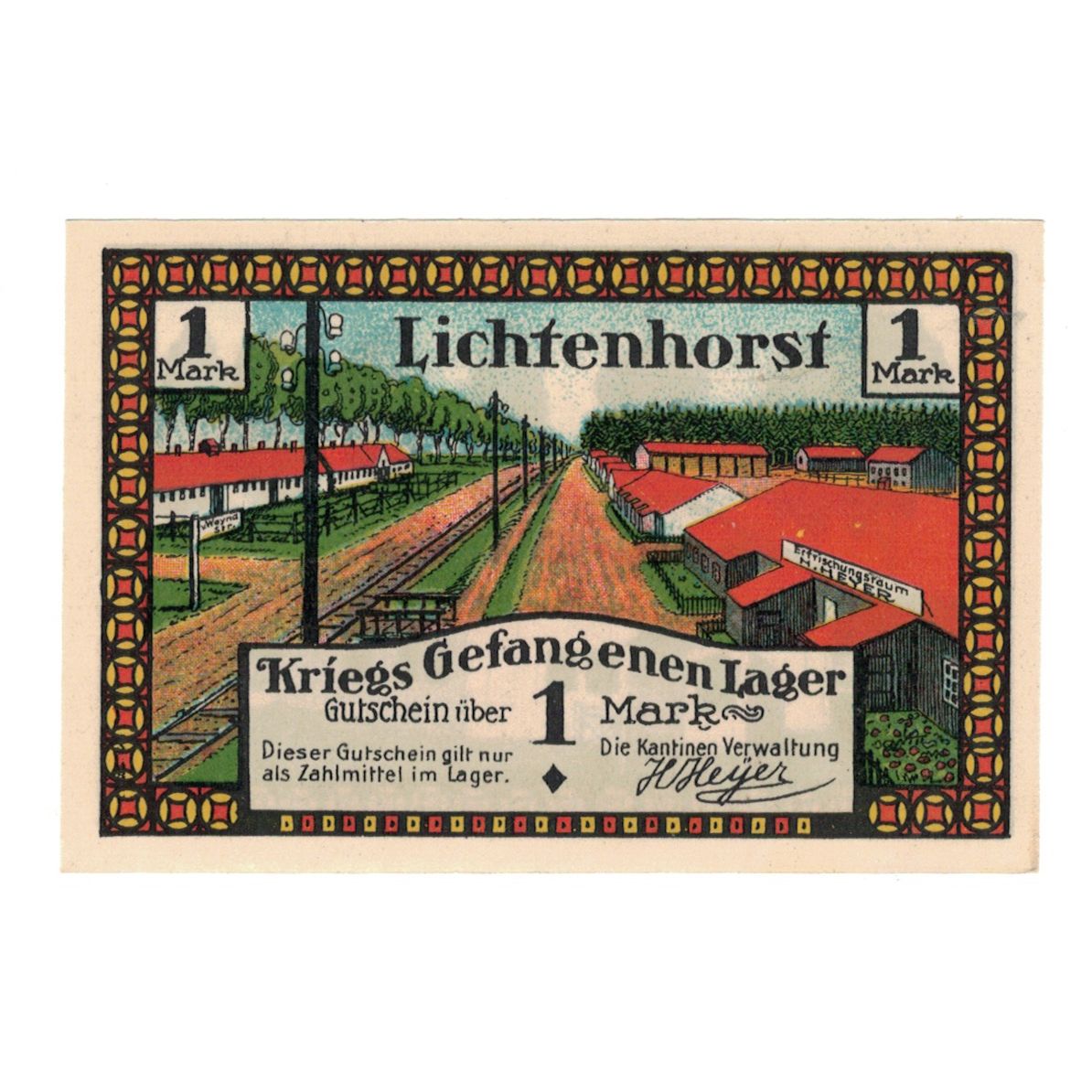 Banknote, Germany, Lichtenhorst, 1 Mark, Eglise, UNC(65-70), Mehl:797.1