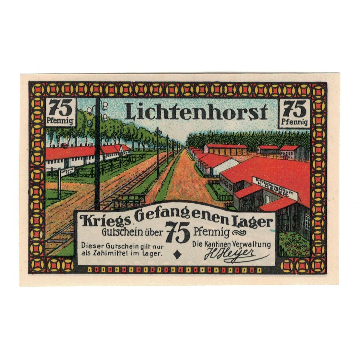 Banknote, Germany, Lichtenhorst, 75 Pfennig, train, UNC(65-70), Mehl:797.1