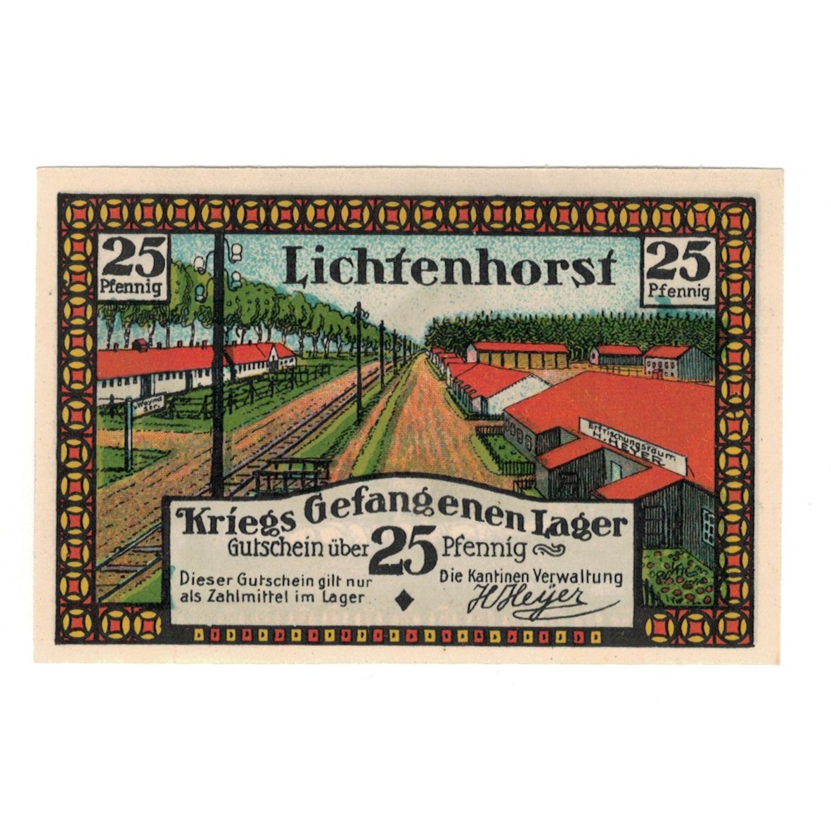 Banknote, Germany, Lichtenhorst, 25 Pfennig, grange, UNC(65-70), Mehl:797.1