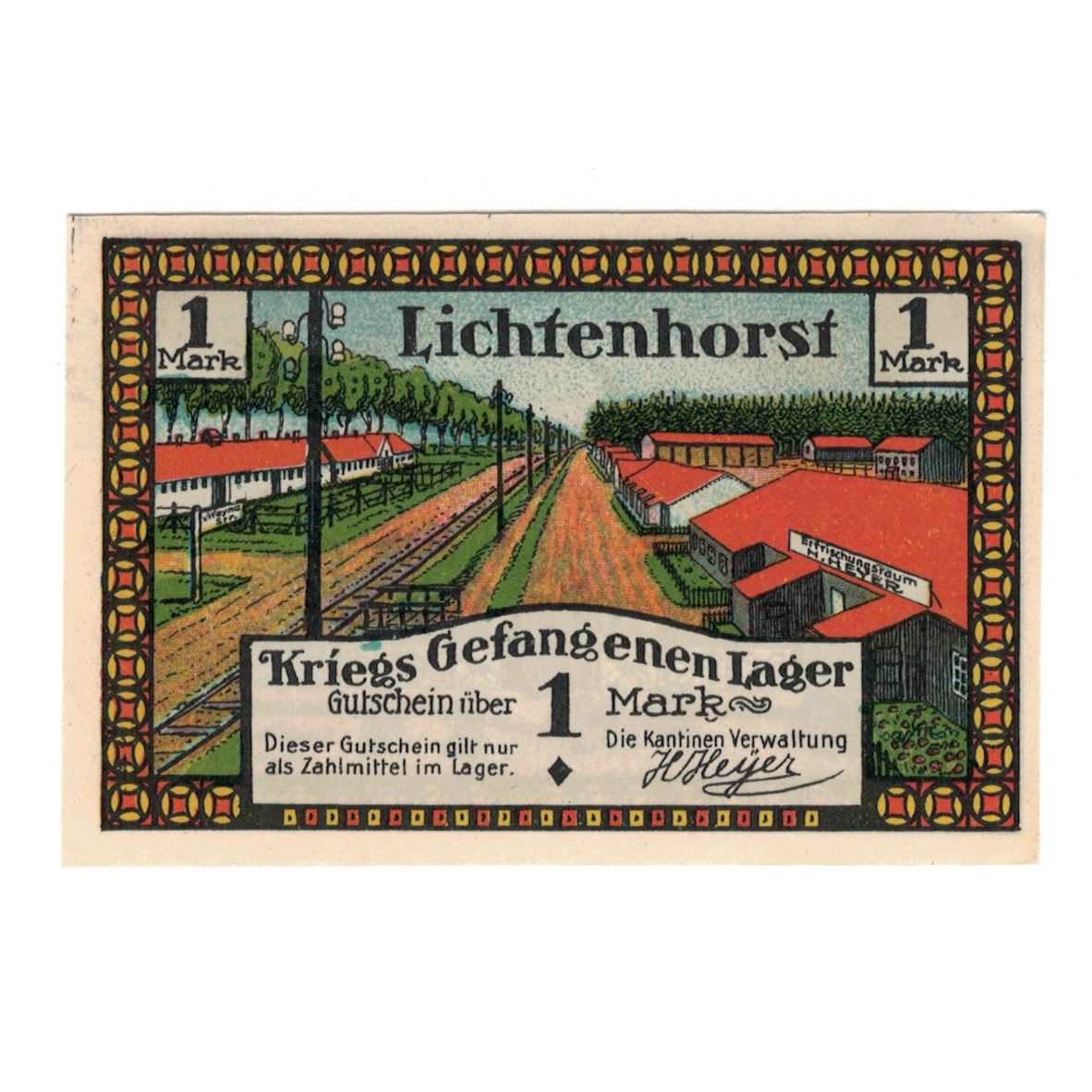 Banknote, Germany, Lichtenhorst, 1 Mark, chapelle, UNC(65-70), Mehl:797.1