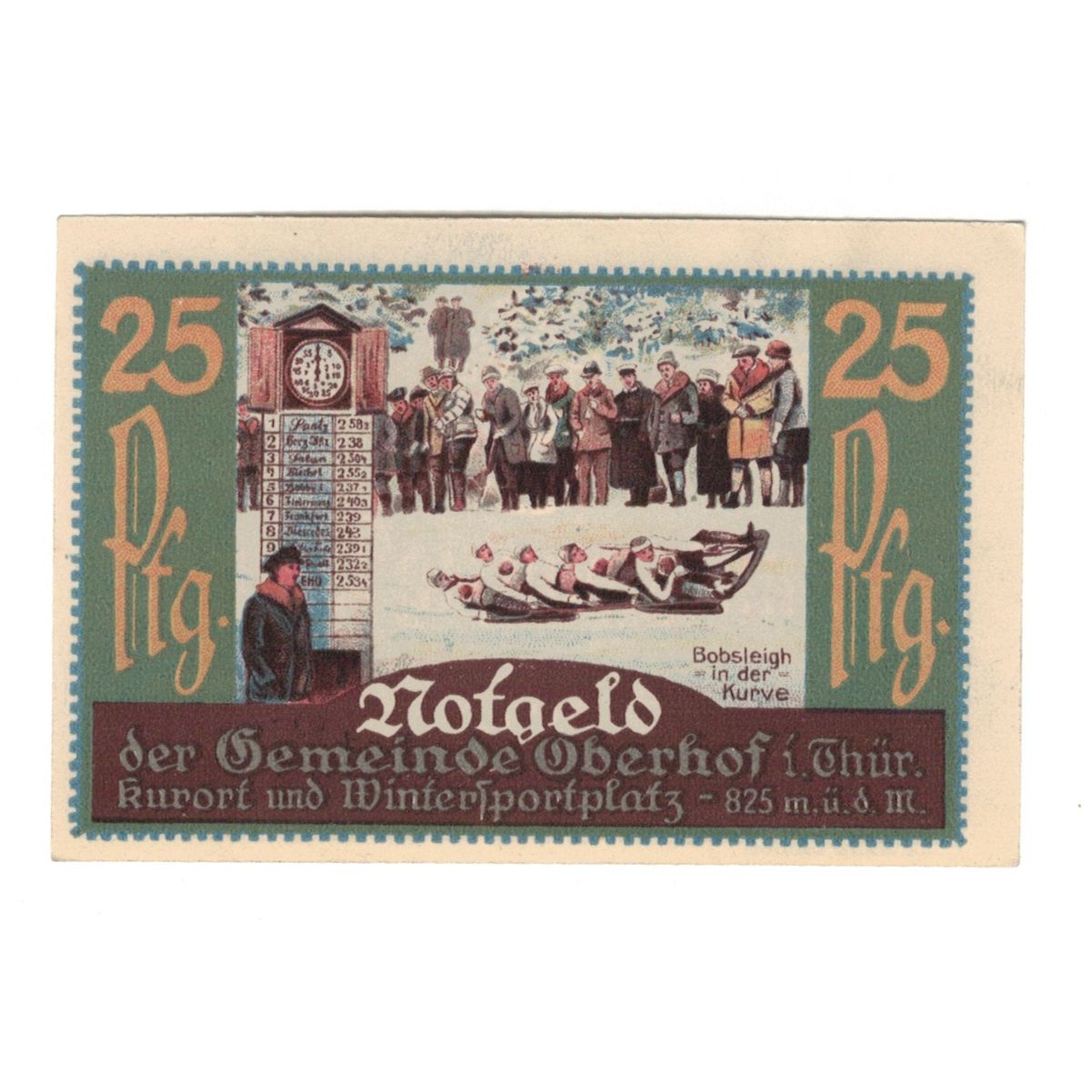 Banknote, Germany, Oberhof Gemeinde, 25 Pfennig, personnage, 1921, 1921-10-01