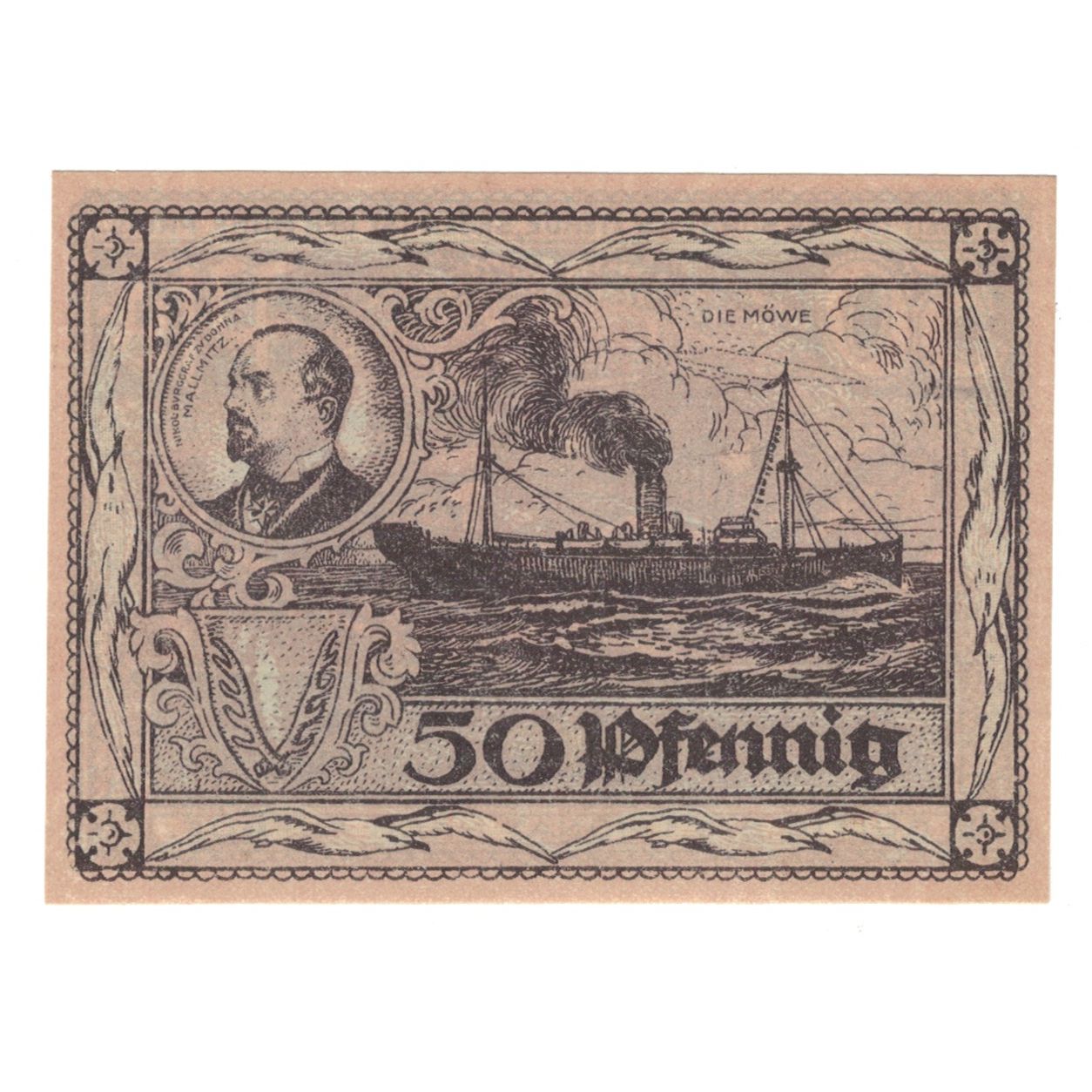 Banknote, Germany, Mallmitz, 50 Pfennig, Monument, 1921, UNC(65-70), Mehl:865.1