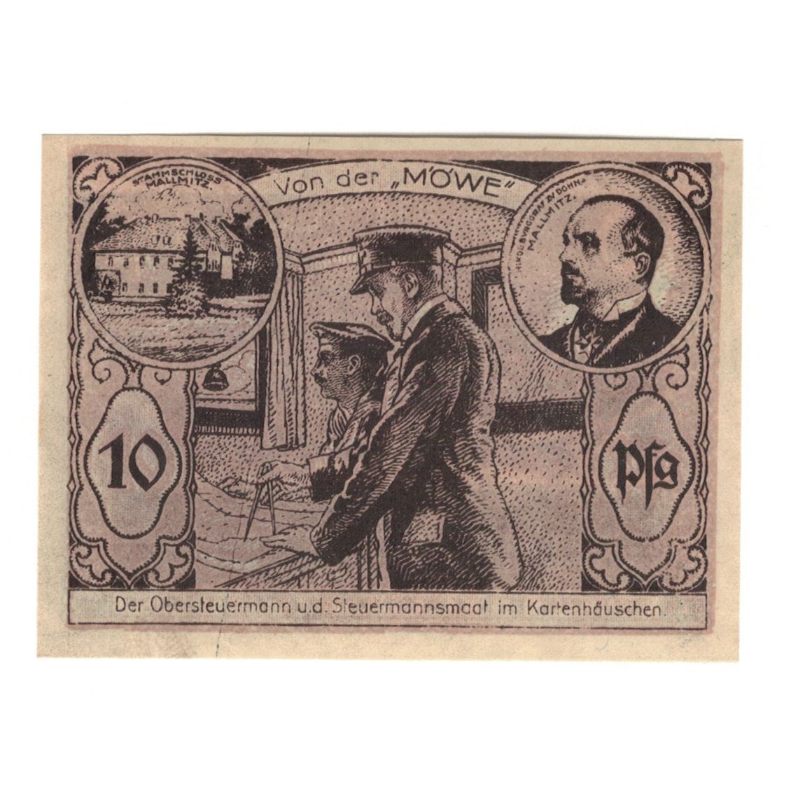 Banknote, Germany, Mallmitz, 10 Pfennig, personnage, 1921, UNC(65-70)