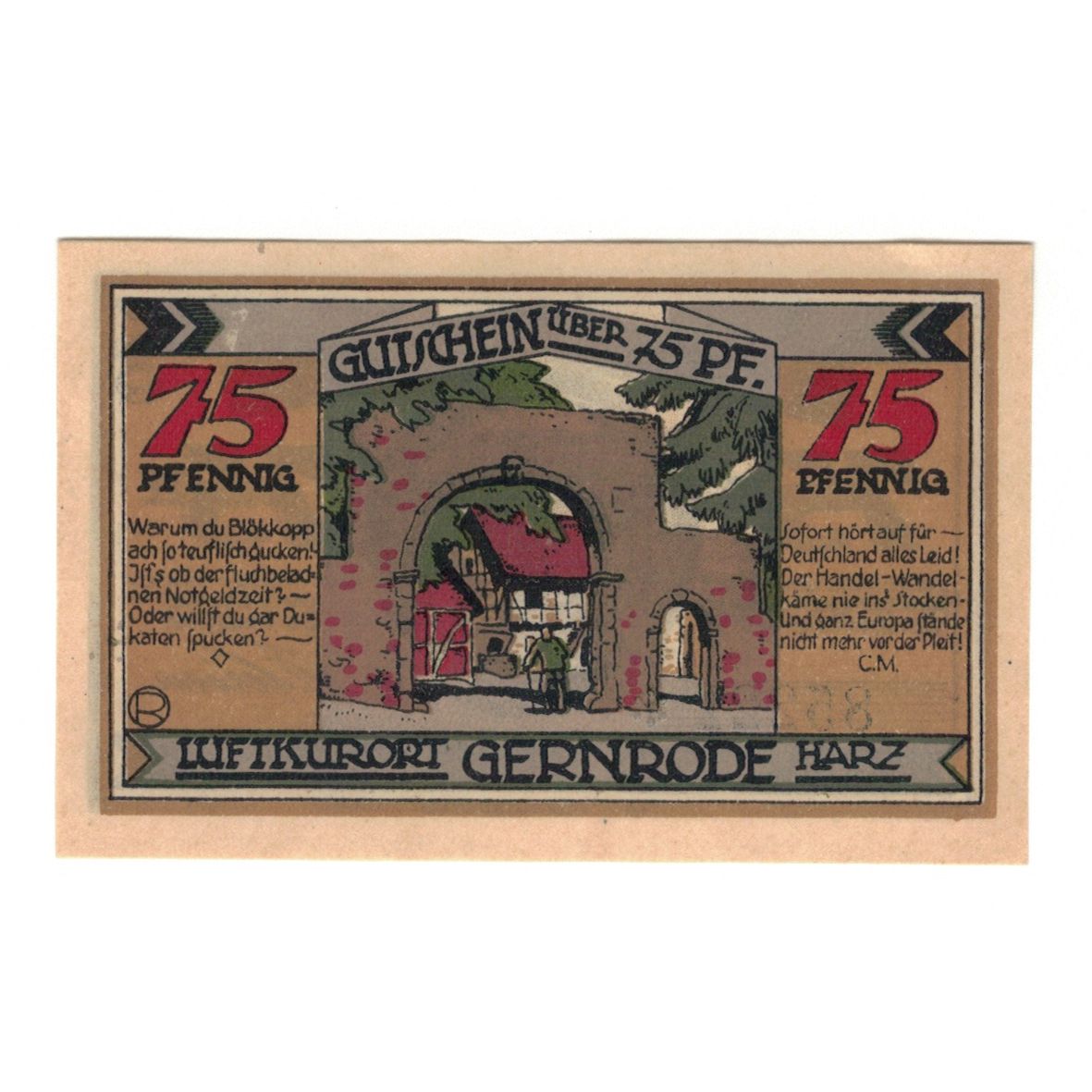 Banknote, Germany, Gernrode a.H. Stadt, 50 Pfennig, village, 1921, 1921-05-09