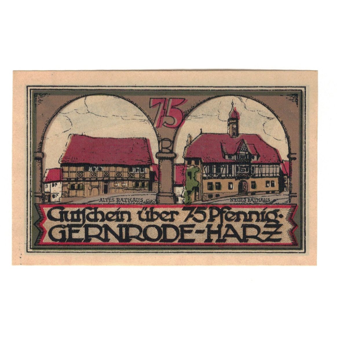 Banknote, Germany, Gernrode a.H. Stadt, 75 Pfennig, village 1, 1921, 1921-05-09