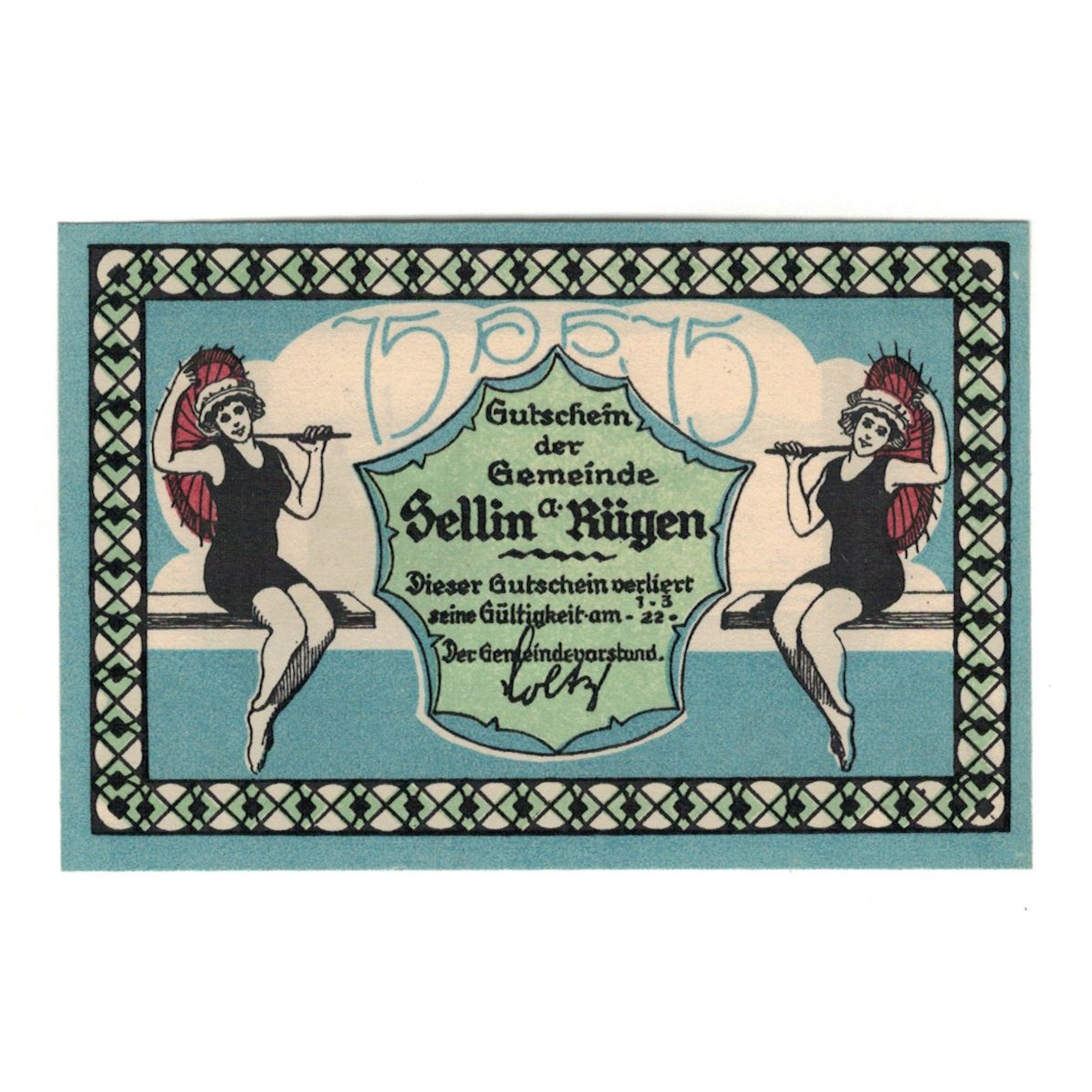 Banknote, Germany, Sellin a. Rugen Gemeinde, 75 Pfennig, pont, 1922, 1922-03-01