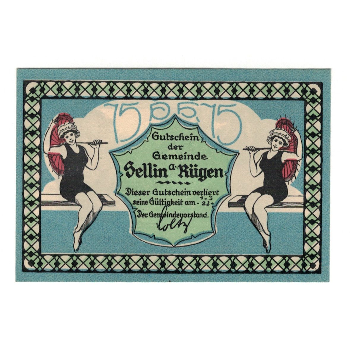 Banknote, Germany, Sellin a. Rugen Gemeinde, 75 Pfennig, paysage, 1922