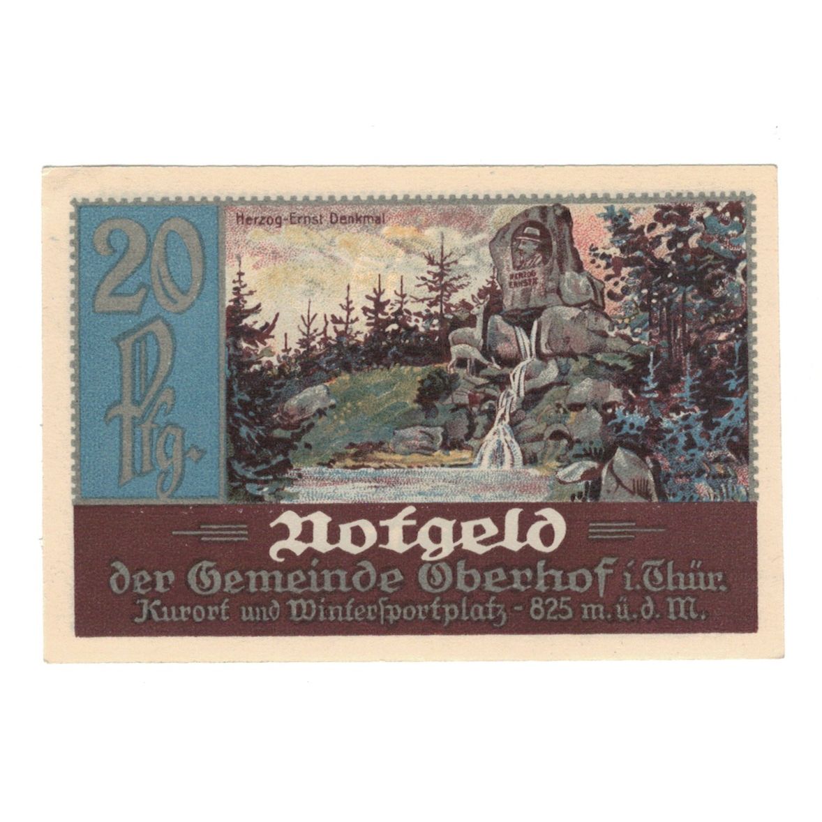 Banknote, Germany, Oberhof Gemeinde, 20 Pfennig, Fontaine 2, 1921, 1921-10-01