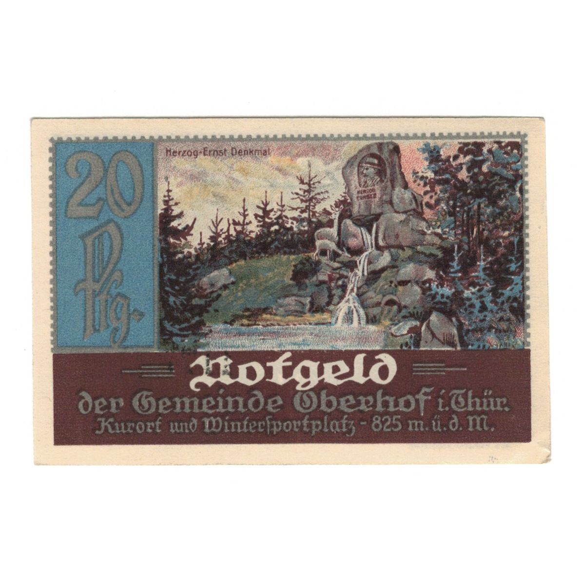 Banknote, Germany, Oberhof Gemeinde, 20 Pfennig, Fontaine 3, 1921, 1921-10-01
