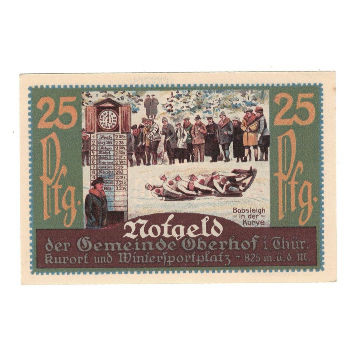 Banknote, Germany, Oberhof Gemeinde, 25 Pfennig, personnage 1, 1921, 1921-10-01