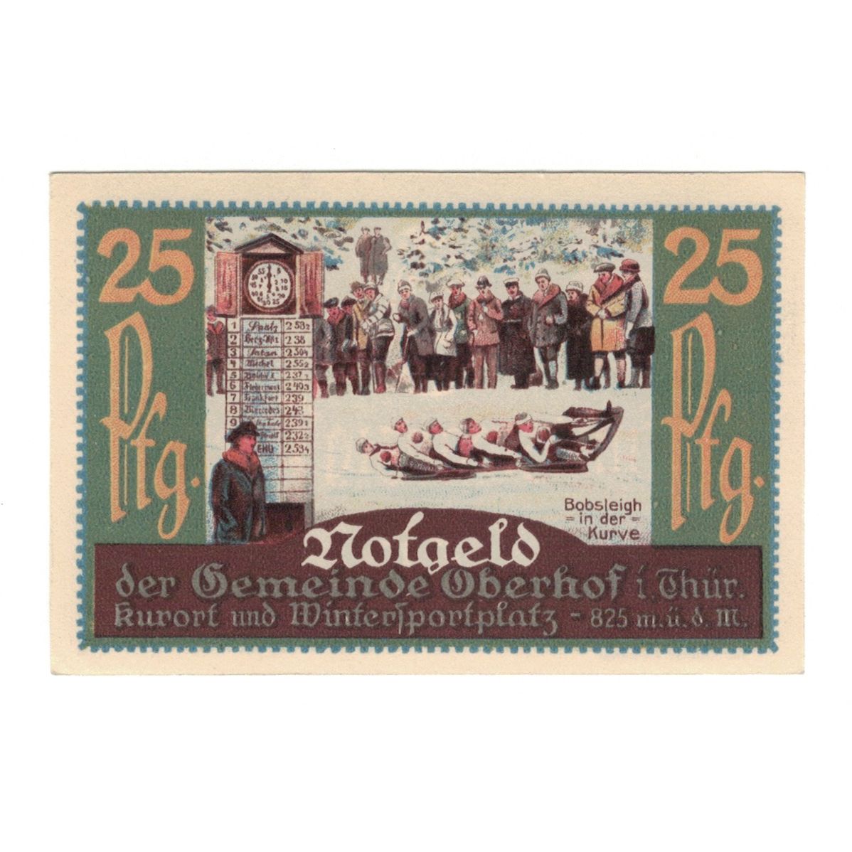 Banknote, Germany, Oberhof Gemeinde, 25 Pfennig, personnage 2, 1921, 1921-10-01