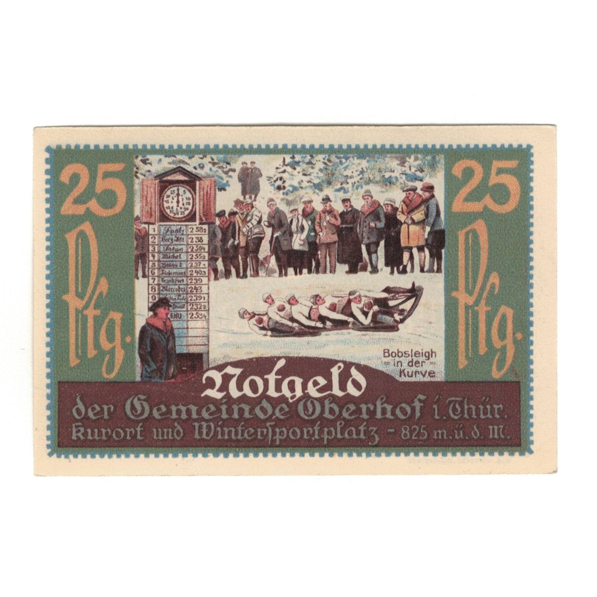 Banknote, Germany, Oberhof Gemeinde, 25 Pfennig, personnage 3, 1921, 1921-10-01