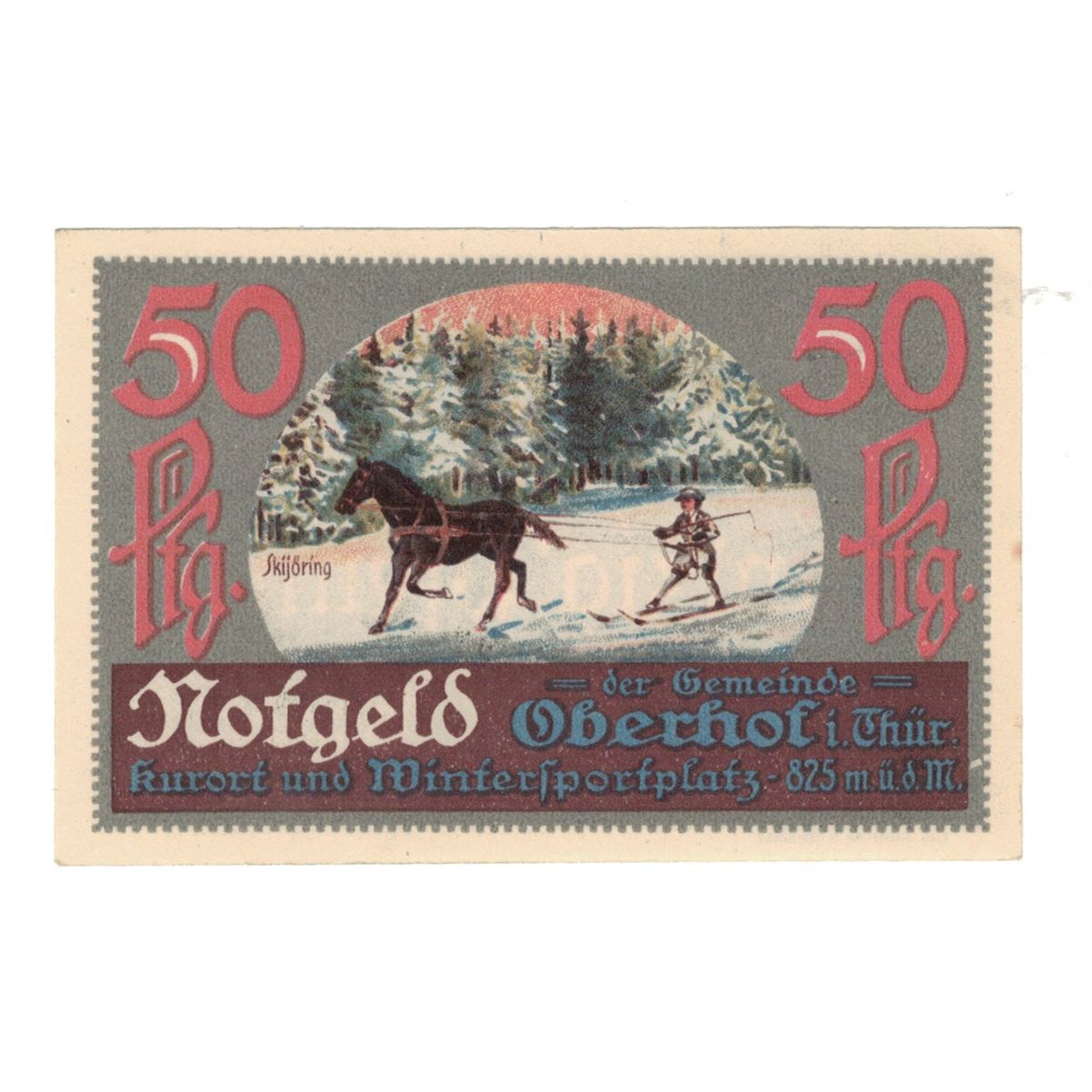 Banknote, Germany, Oberhof Gemeinde, 50 Pfennig, cheval, 1921, 1921-10-01