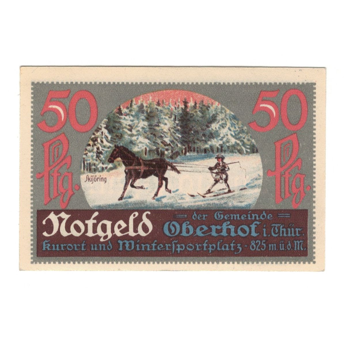 Banknote, Germany, Oberhof Gemeinde, 50 Pfennig, Cheval 1, 1921, 1921-10-01