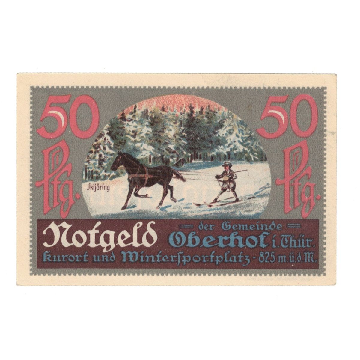 Banknote, Germany, Oberhof Gemeinde, 50 Pfennig, cheval 3, 1921, 1921-10-01