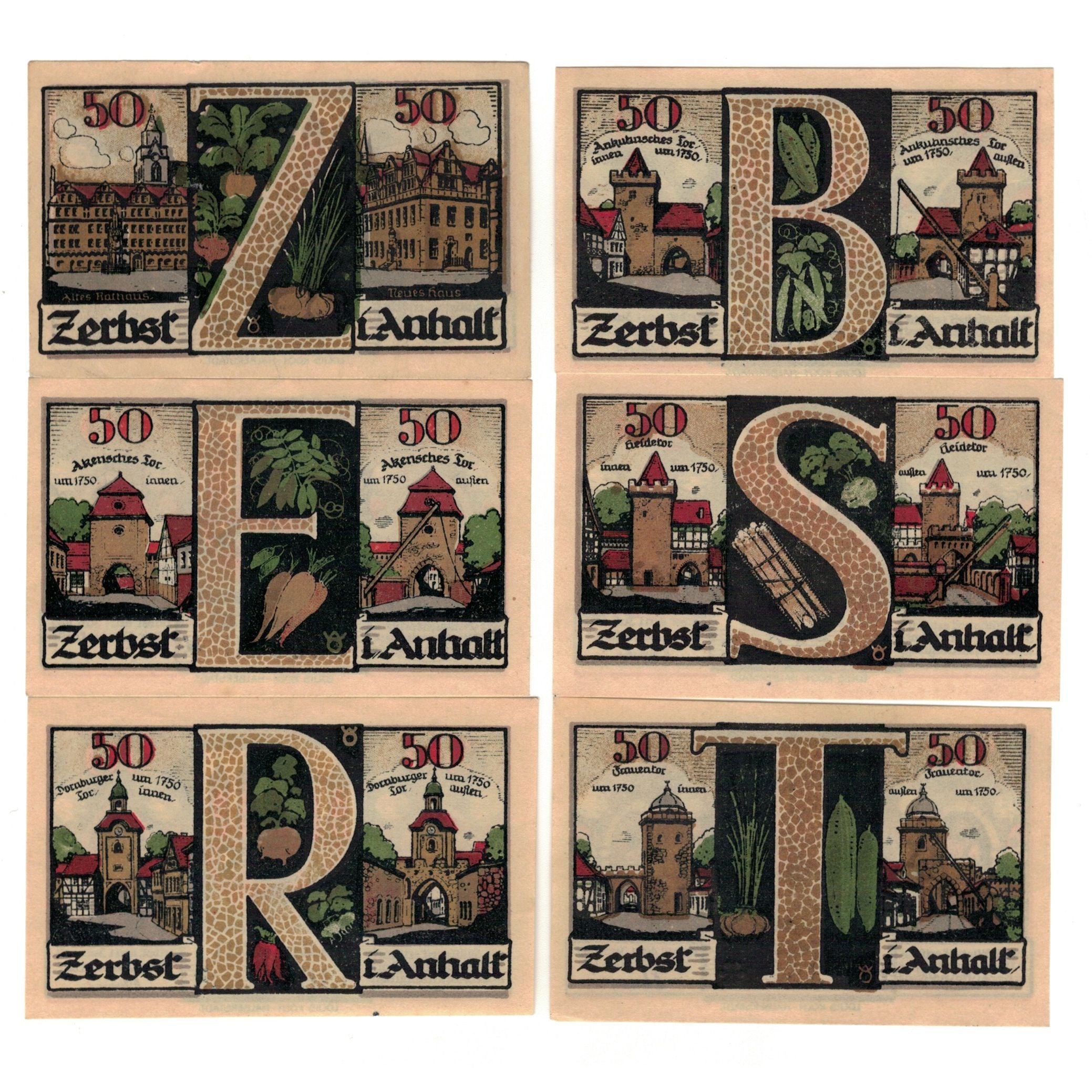 Banknote, Germany, Zerbst Stadt, 50 Pfennig, château, 1921, 1921-07-01