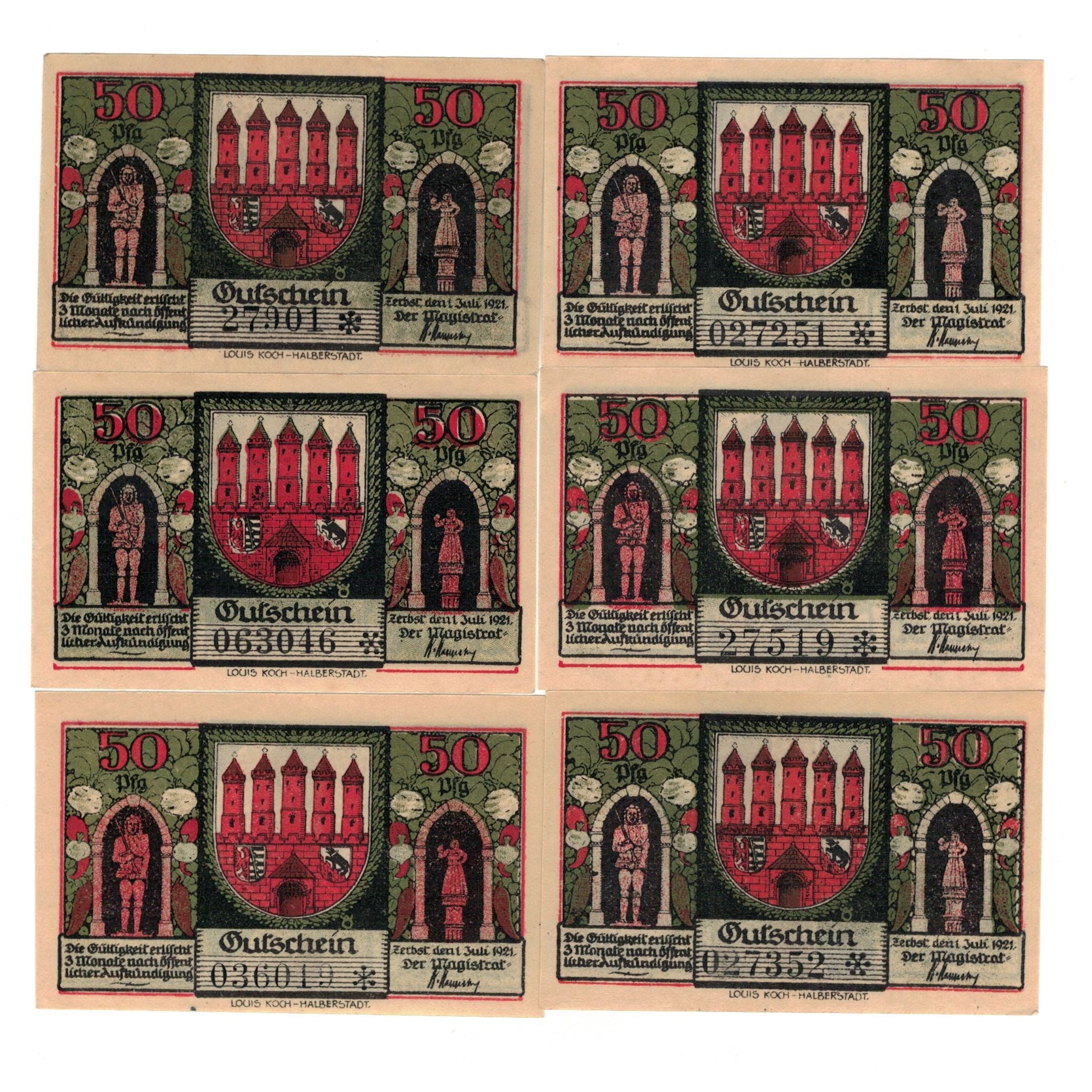 Banknote, Germany, Zerbst Stadt, 50 Pfennig, château, 1921, 1921-07-01