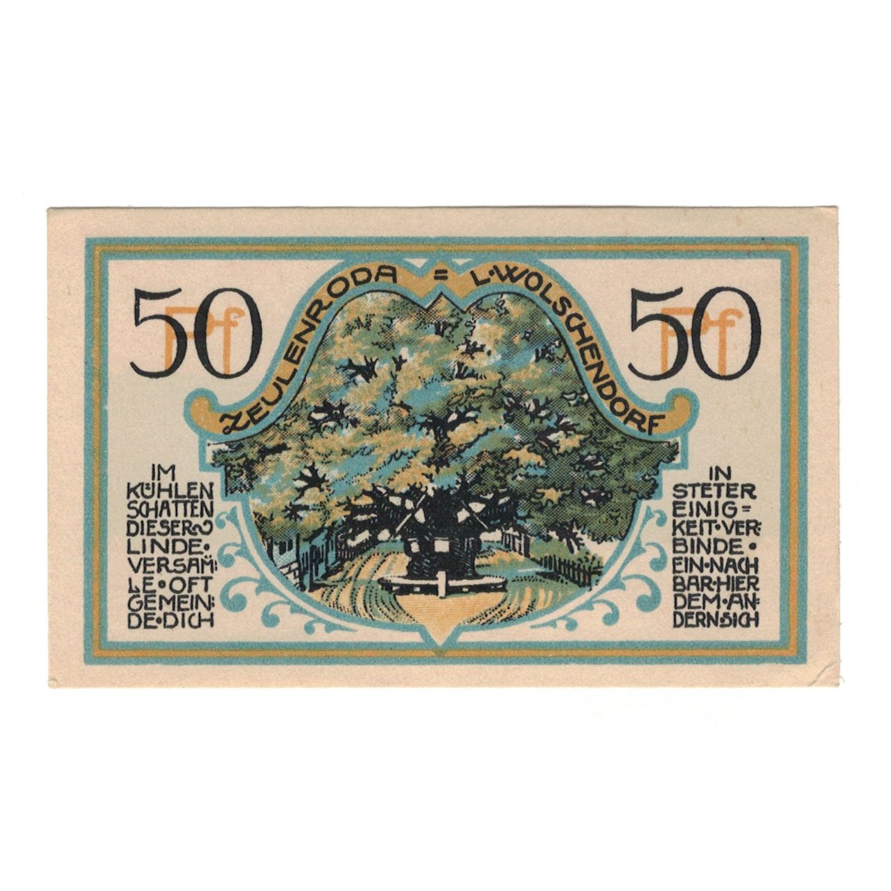 Banknote, Germany, Zeulenroda Stadt, 50 Pfennig, arbre, 1921, 1921-11-01